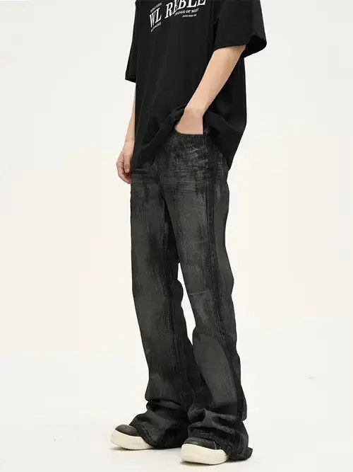 Designer × Japanese Brand × Jean paint wax faded flared jeans Size US 29 - 2 Thumbnail