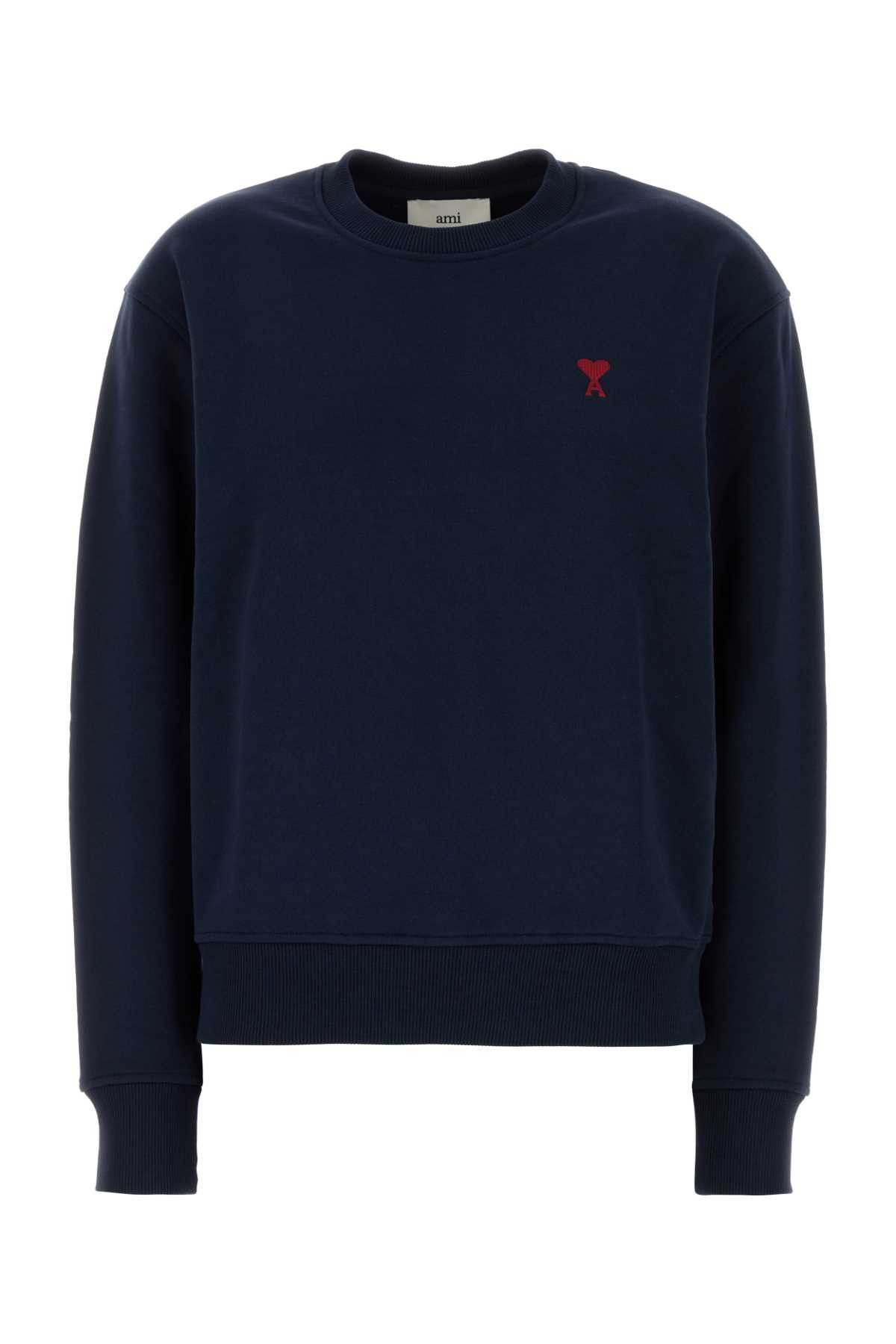 AMI Midnight Blue Stretch Cotton Sweatshirt Size M / US 6-8 / IT 42-44 - 1 Thumbnail