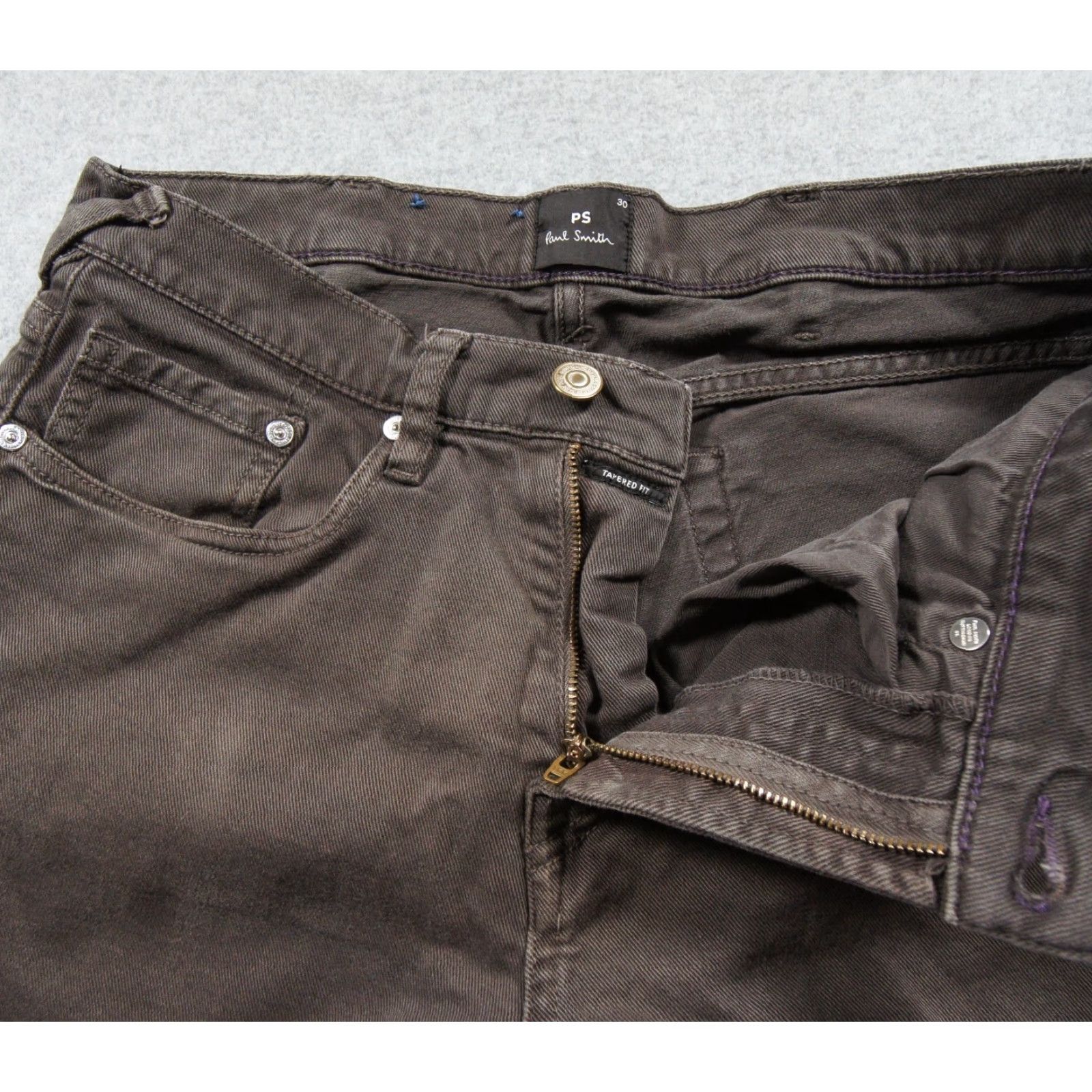 Paul Smith Paul Smith Jeans Mens 30x30 Brown Denim Tapered Fit Stretch Casual Adult Pants Regular Modern 5-Pocket Design Mens Brown Jeans Size US 30 / EU 46 - 5 Thumbnail