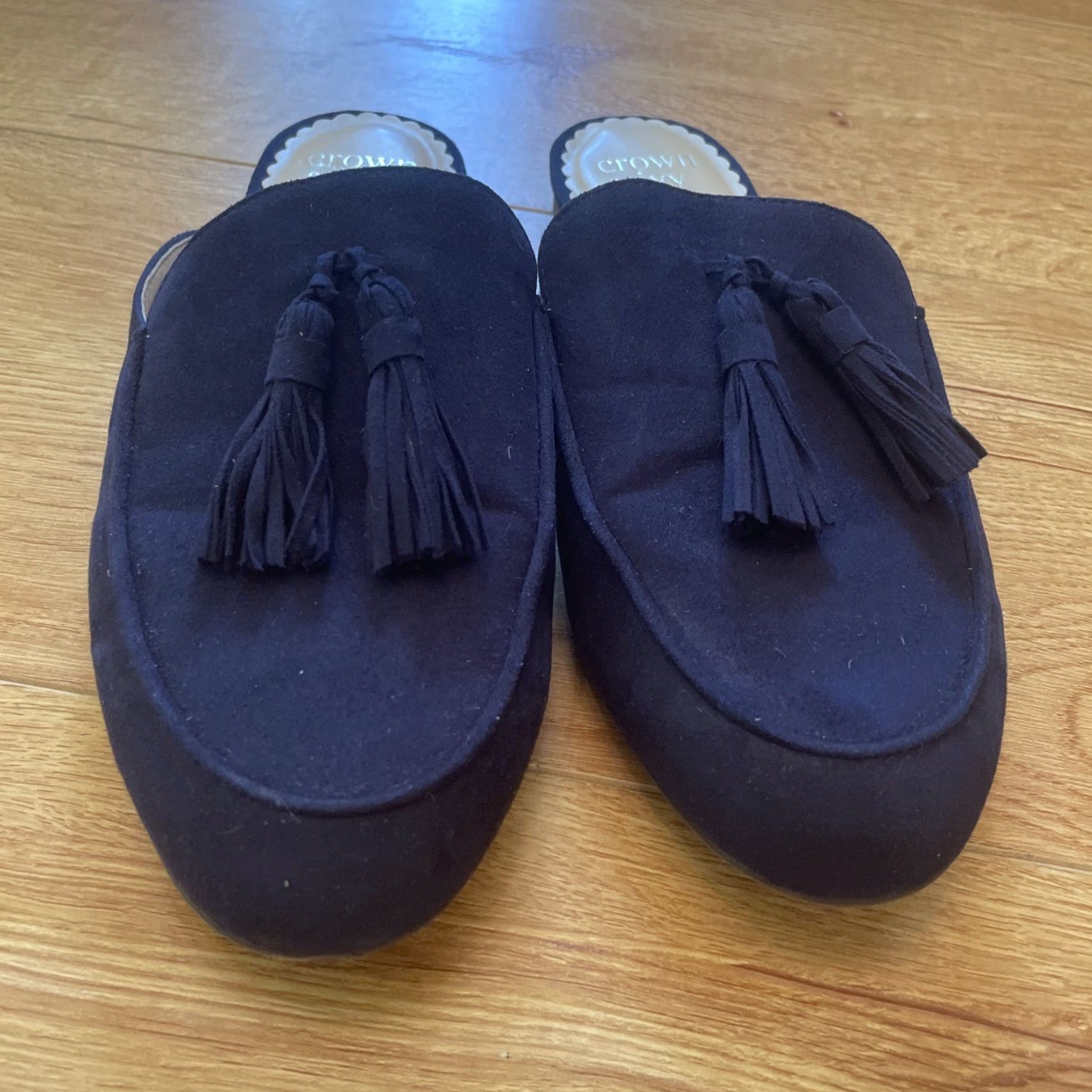 Vintage Crown & Ivy Suede Slip On Mule 8M Blue Suede Velvet Tassel Career Preppy Women Flat Slip-On M Pointed Toe Casual Vintage: No Size US 8 / IT 38 - 2 Thumbnail