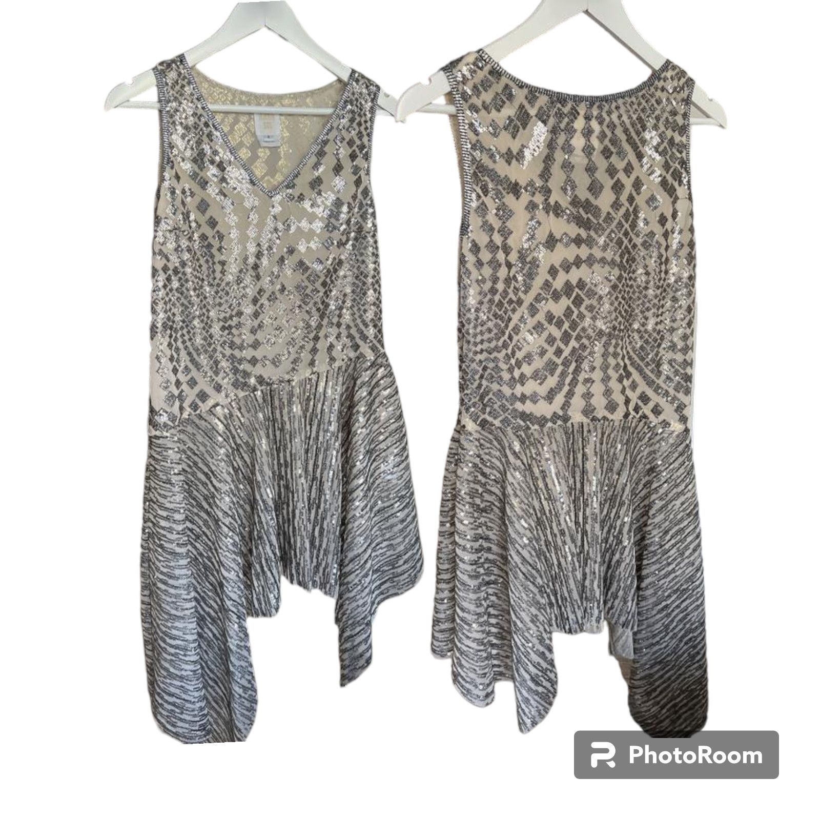 image of Anna Sui Silver Sheer Dress Us Size 0 New Condition, Women's