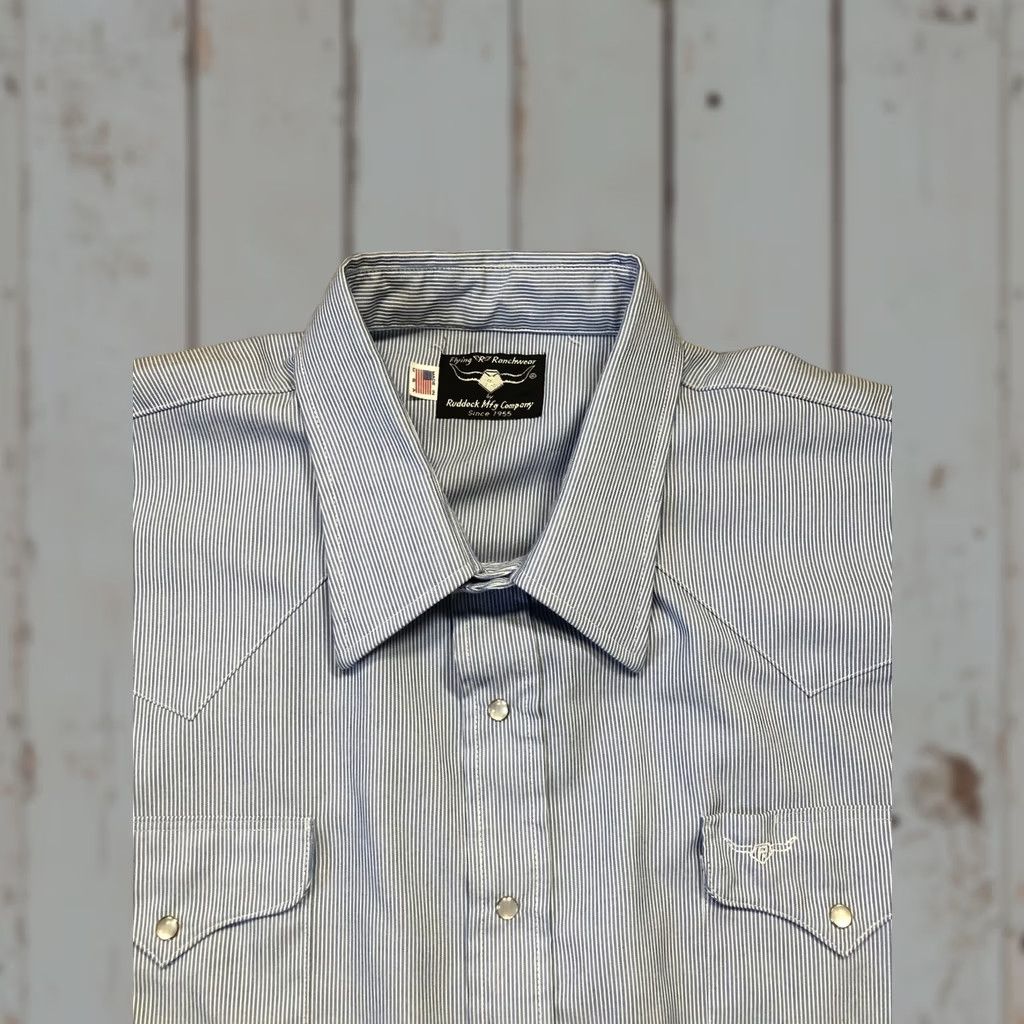 Vintage VINTAGE Flying R Ranchwear Shirt Mens 2XL Blue Western Pearl Snap Made in USA Size US XXL / EU 58 / 5 - 1 Thumbnail