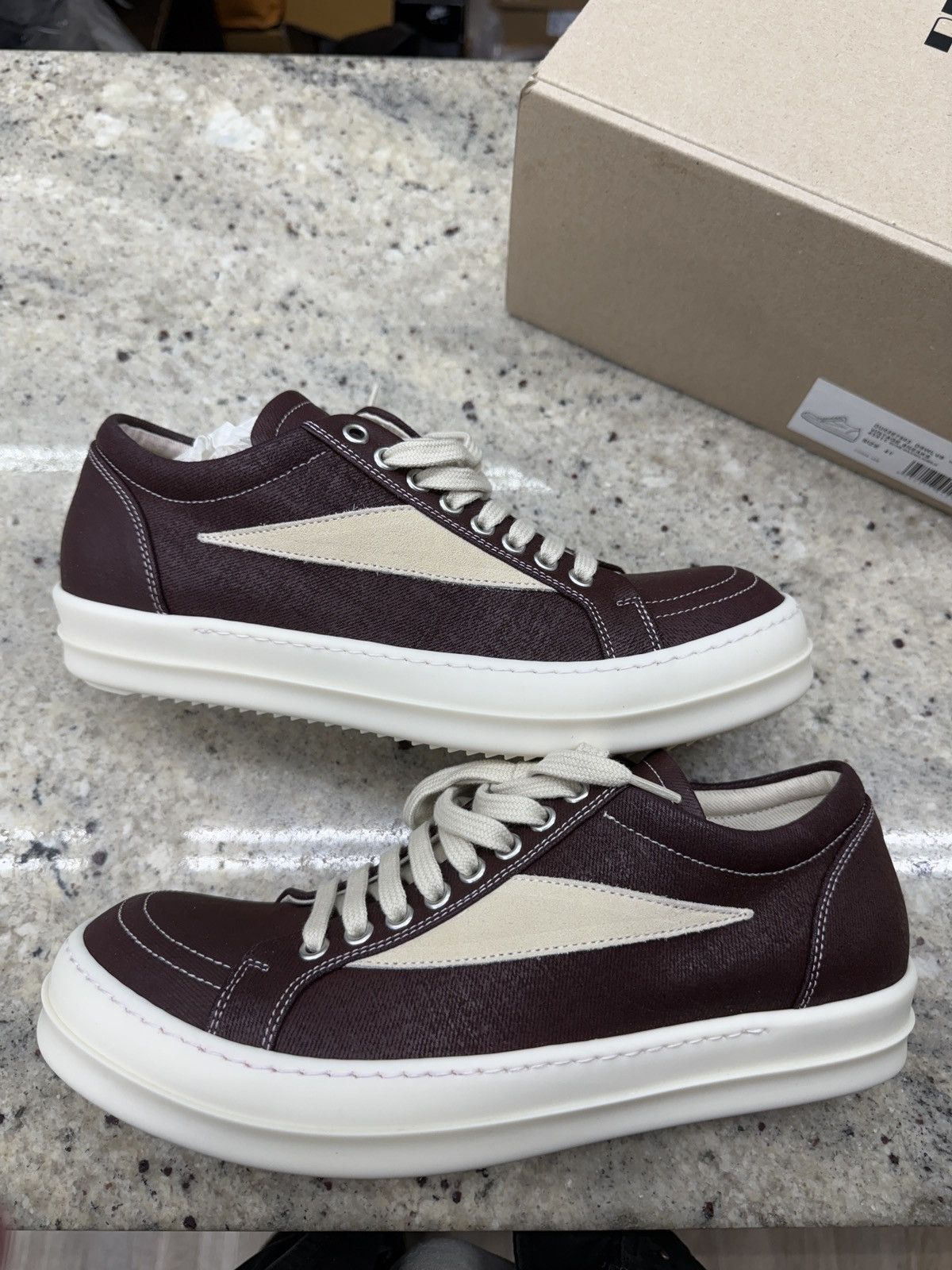 Rick Owen Burgandy Low Too Sneakers
