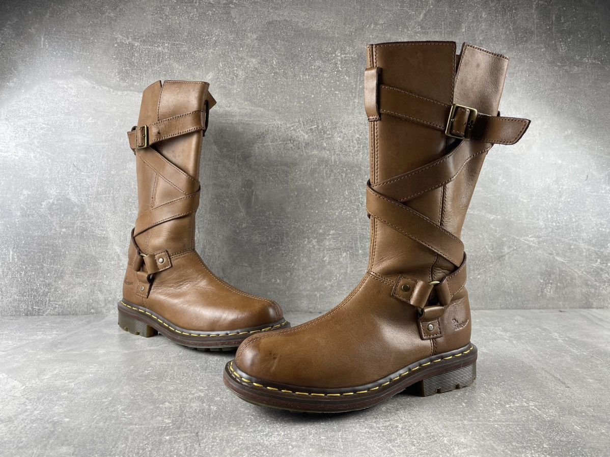 Dr. Martens Dr Martens Brown Leather Tall Buckle Strap Biker Boots Brown Size US 8 / IT 38 - 4 Thumbnail