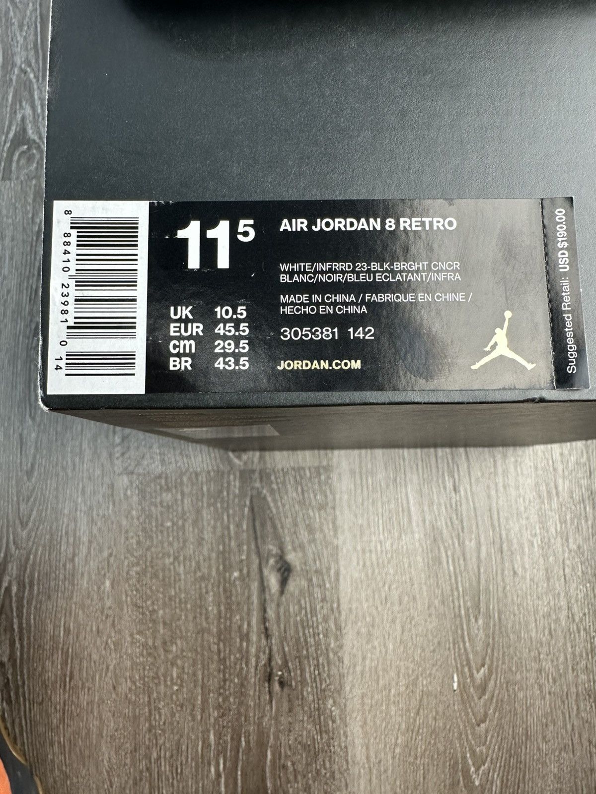 Jordan Brand Air Jordan 8 “Three Peat” **PRE-OWNED** Size US 11.5 / EU 44-45 - 8 Thumbnail