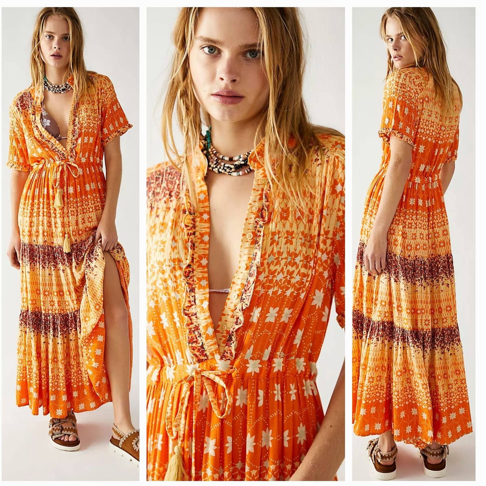Free People New Free People Rare Feelings Tiered Maxi Dress $148 XS Size XS / US 0-2 / IT 36-38 - 1 Thumbnail