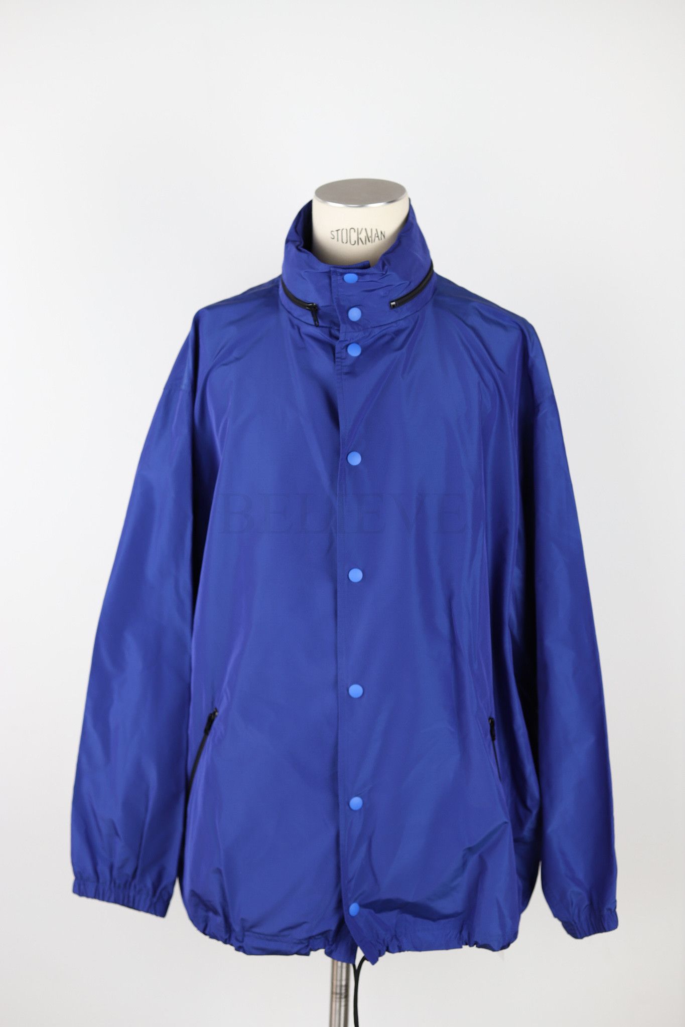 image of Balenciaga Jacket Coach Nylon Logo New 650 in Blue, Men's (Size Medium)