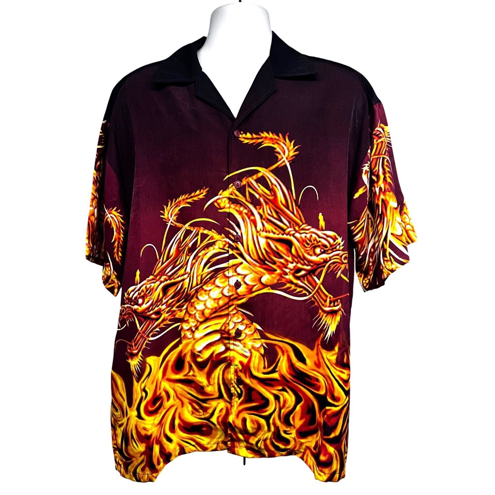 Vintage Oscar Misa Rockabilly Graphic Dragon Button Up Shirt 2XL New Size US XXL / EU 58 / 5 - 1 Thumbnail