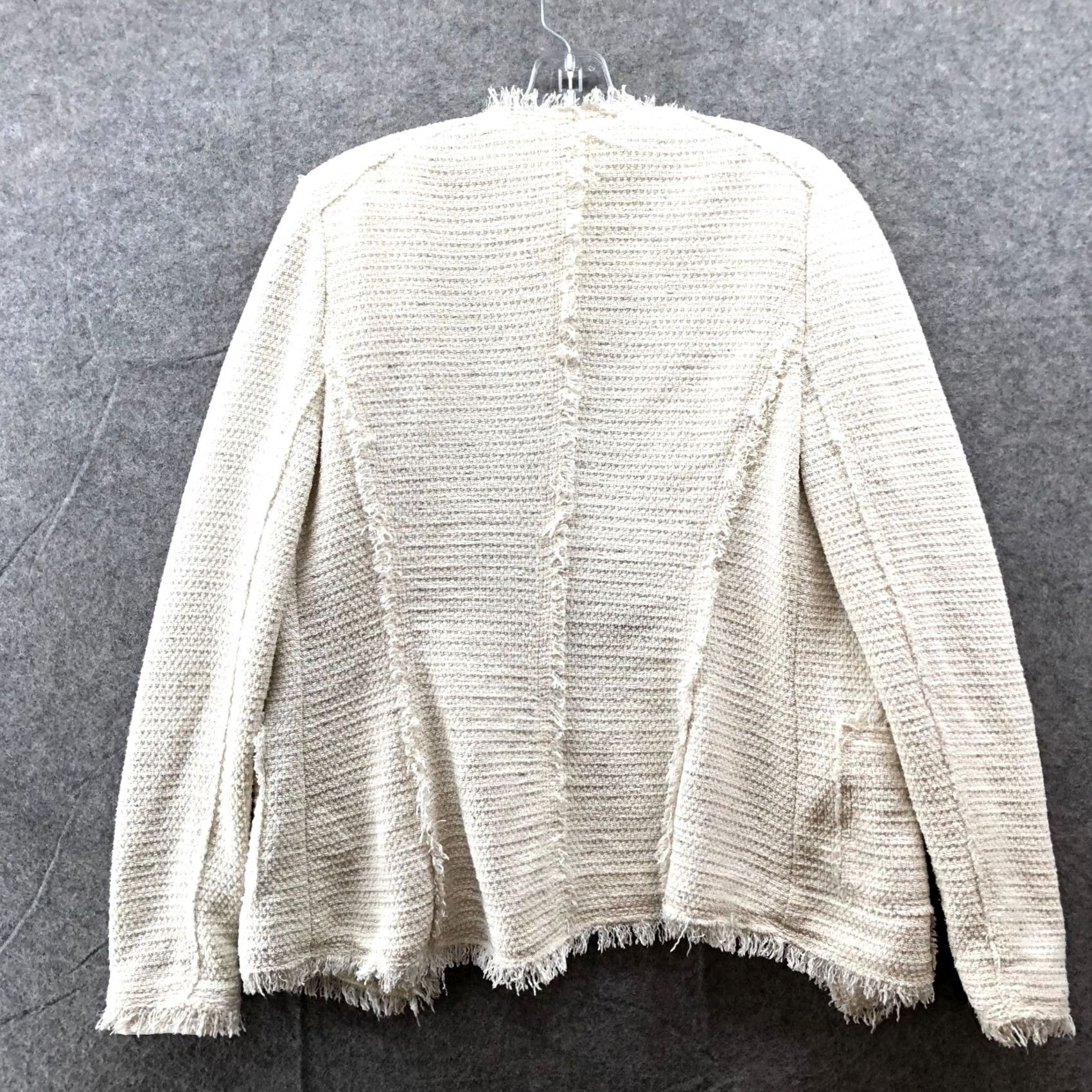 Rebecca Taylor Rebecca Taylor Tweed Fringe Jacket Womens 10 Ivory Open Blazer Size L / US 10 / IT 46 - 2 Thumbnail