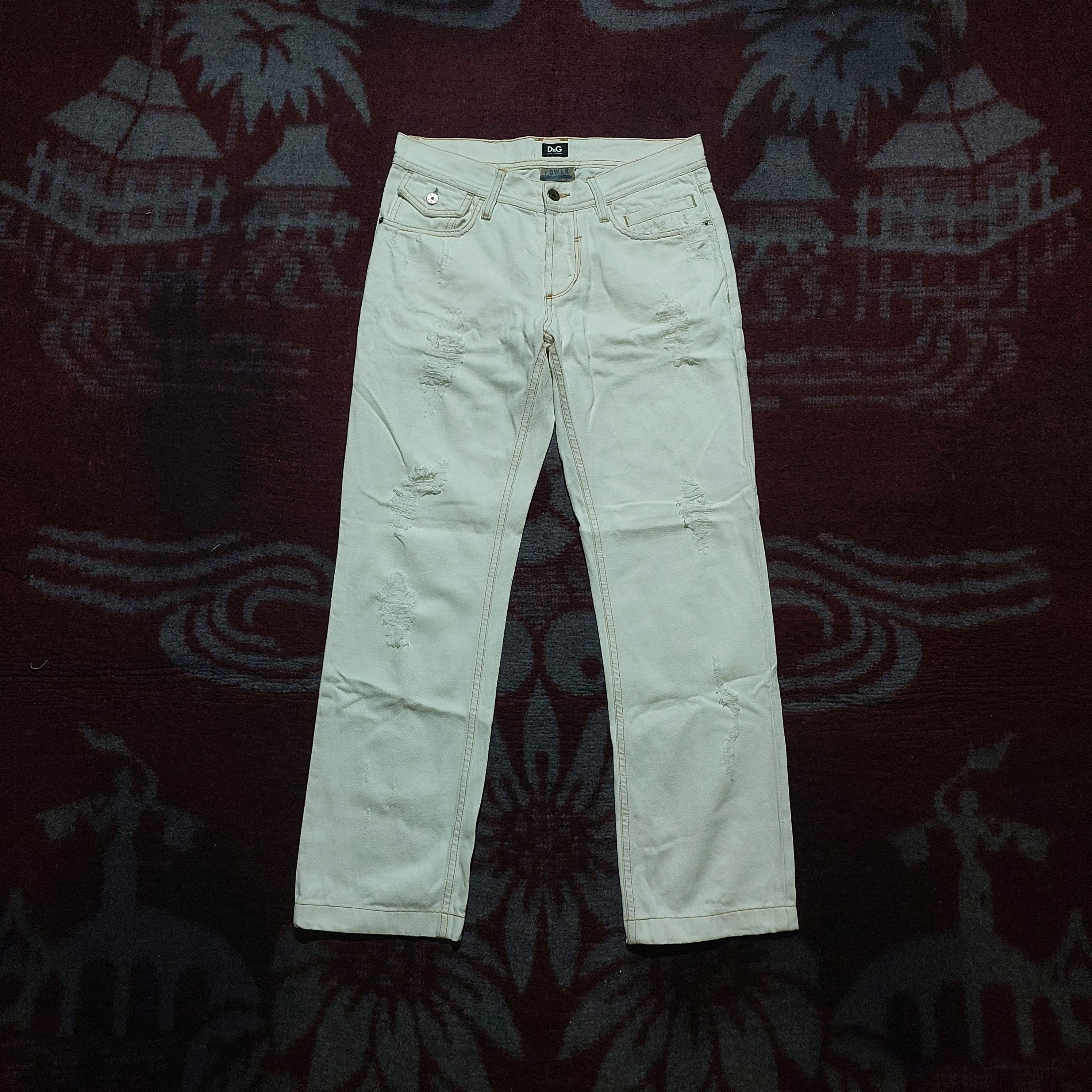 Dolce & Gabbana 2000s Dolce&Gabbana Audacious Ripped White Tight Fit Jeans Size US 29 - 1 Thumbnail
