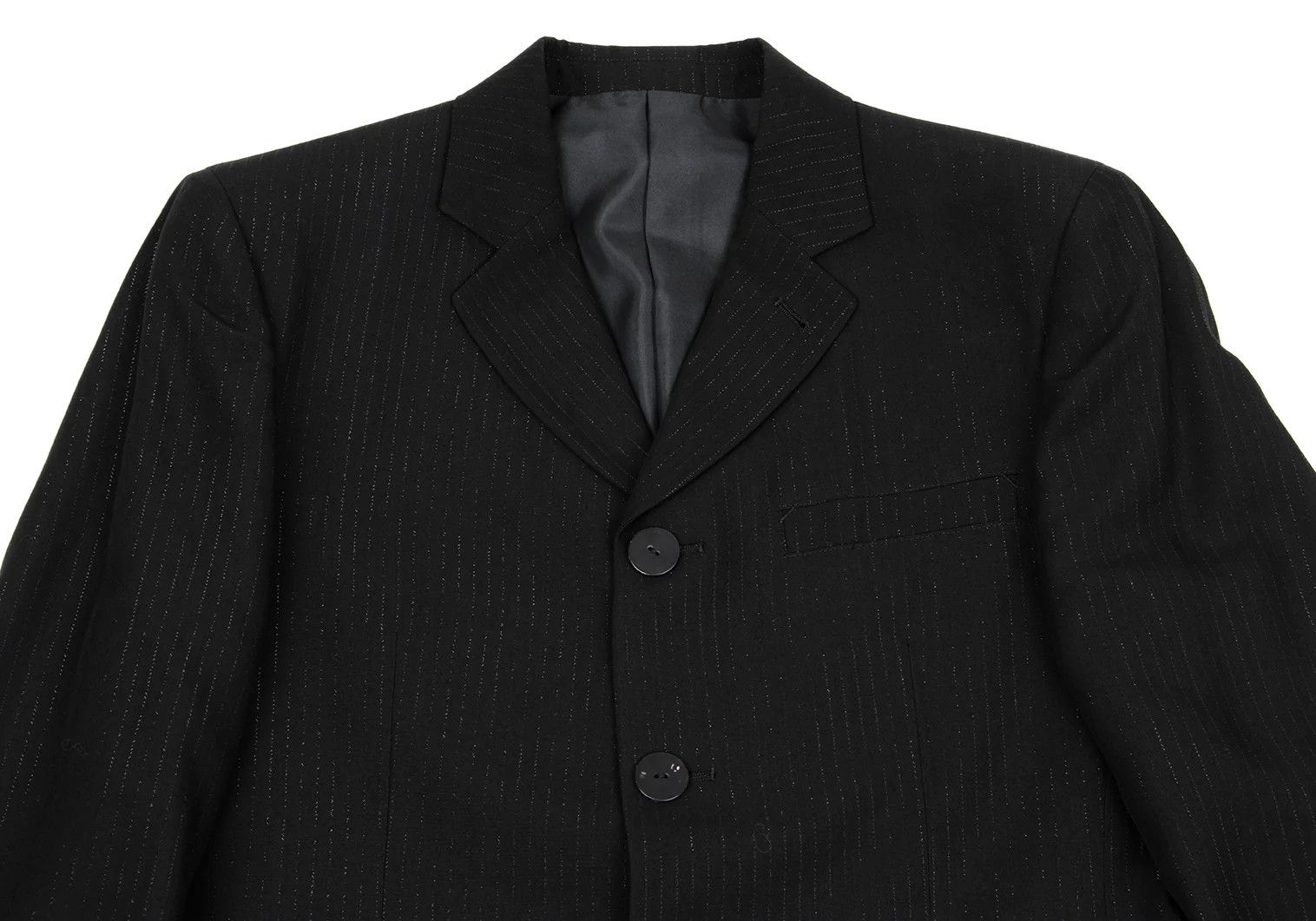 Jean Paul Gaultier Rayon Blend Lamé Stripe Jacket in Black Size 48 Size US M / EU 48-50 / 2 - 2 Thumbnail