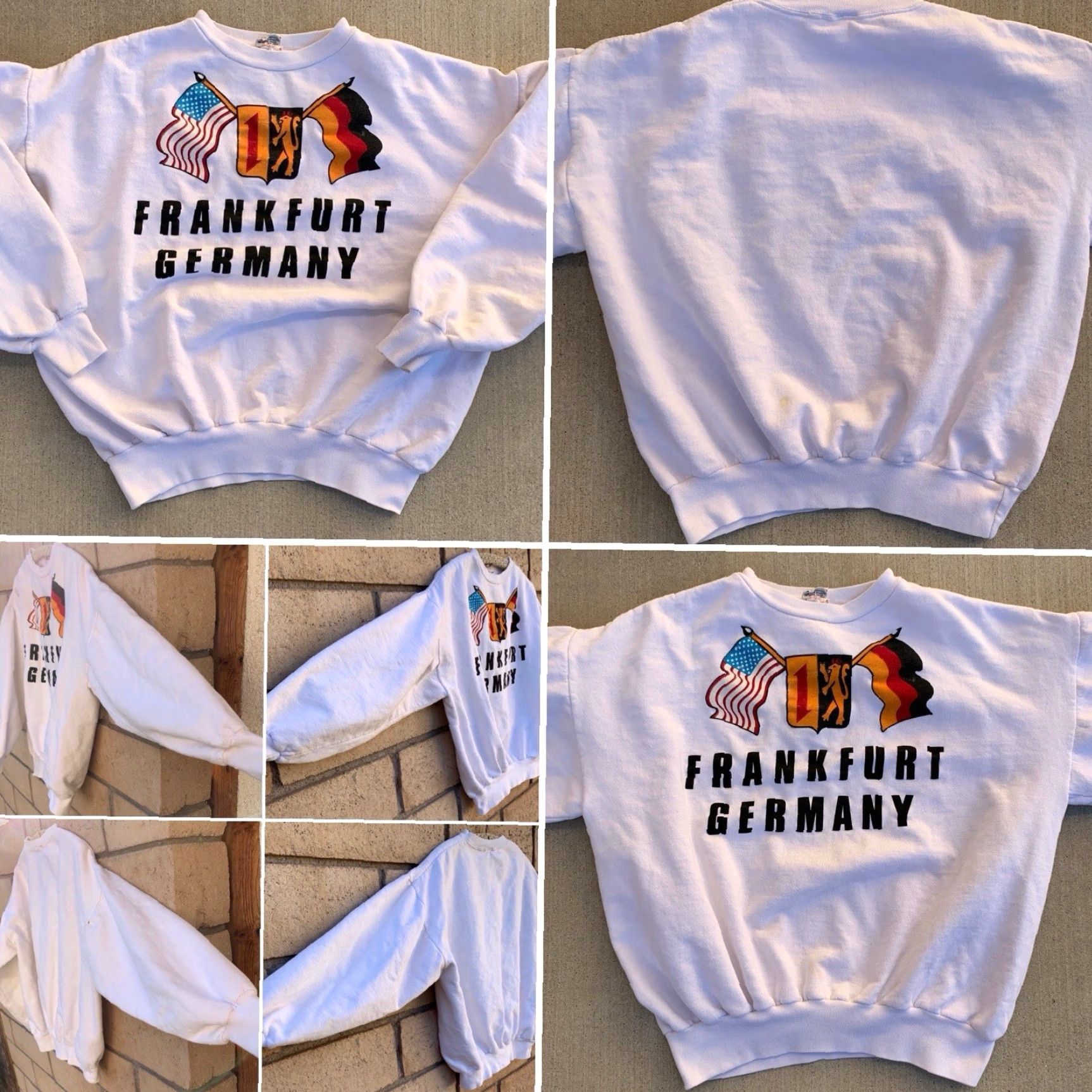 Vintage VINTAGE Frankfurt Germany Sweatshirt Raco Sports Wear Cotton Size XL White Graphic Print Men Pullover Crew Neck Long Sleeve Sports Theme Size US XL / EU 56 / 4 - 6 Thumbnail
