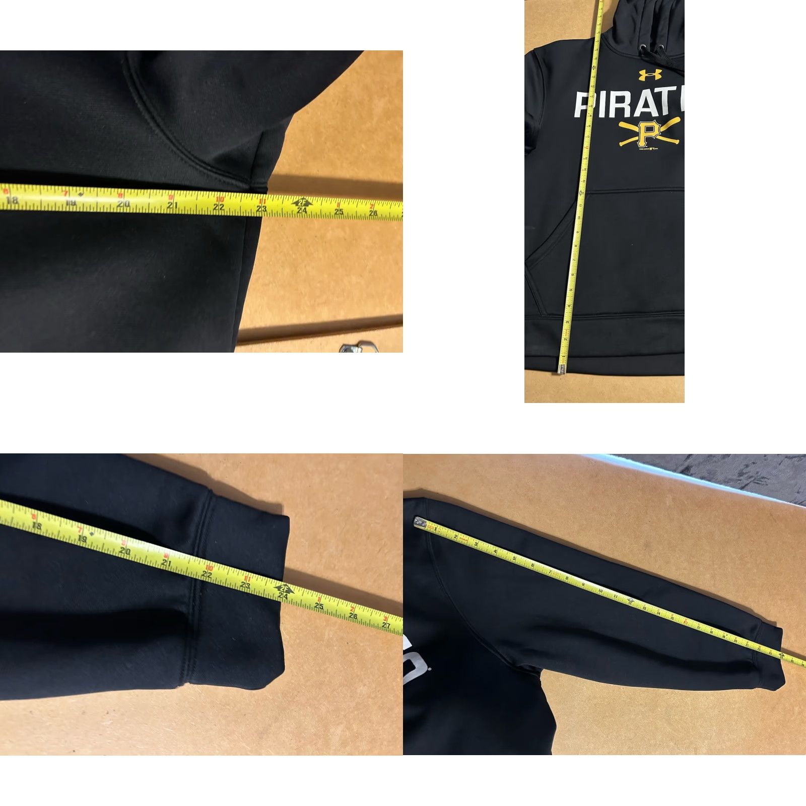 Under Armour Pittsburgh Pirates Under Armour Hoodie Adult Medium Black Drawstring Hooded Zip Pullover Logo MLB Branded Worn 2015 Size US M / EU 48-50 / 2 - 10 Thumbnail
