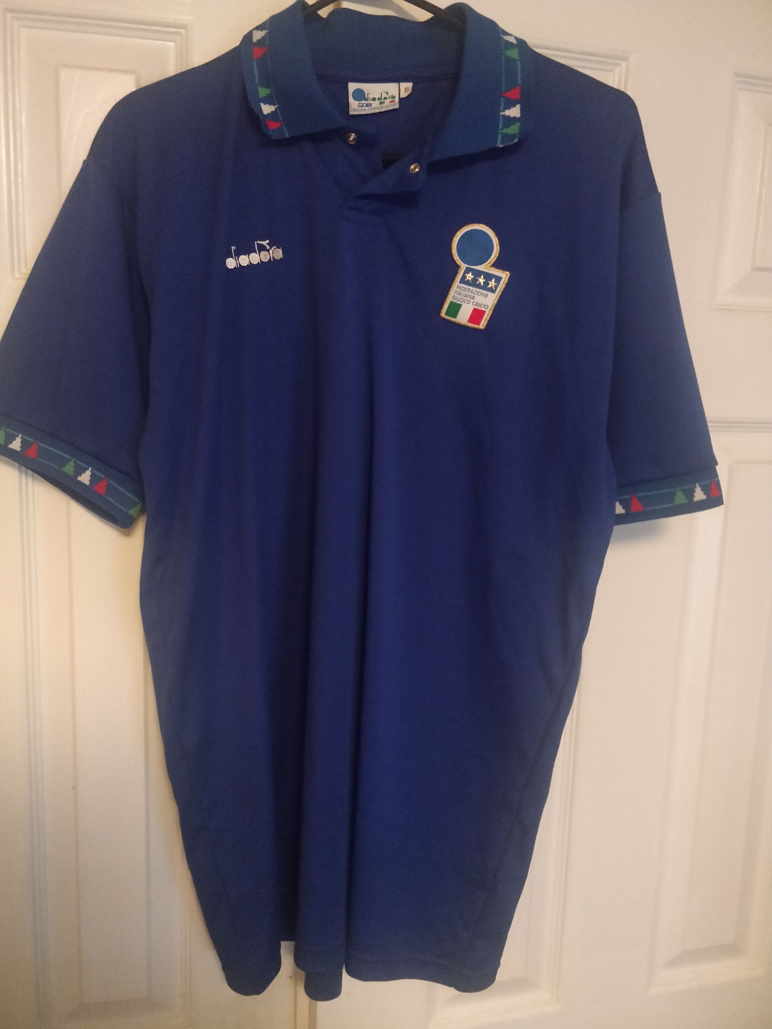 Image of 1992 Italy Diadora Home Jersey in Blue, Men's (Size XL)