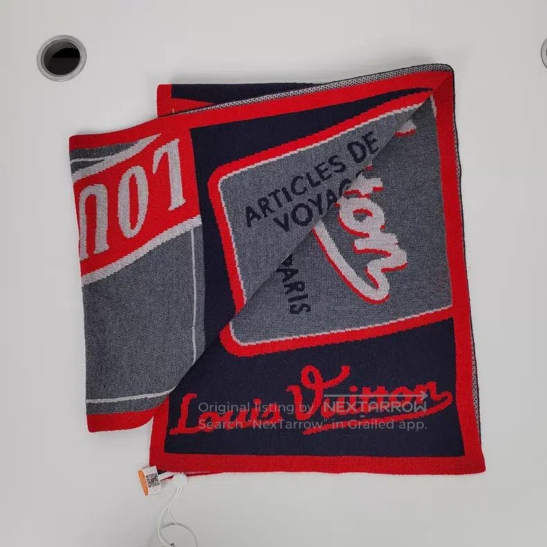 Louis Vuitton Louis Vuitton Red and grey colour block wool scarf Size ONE SIZE - 3 Thumbnail