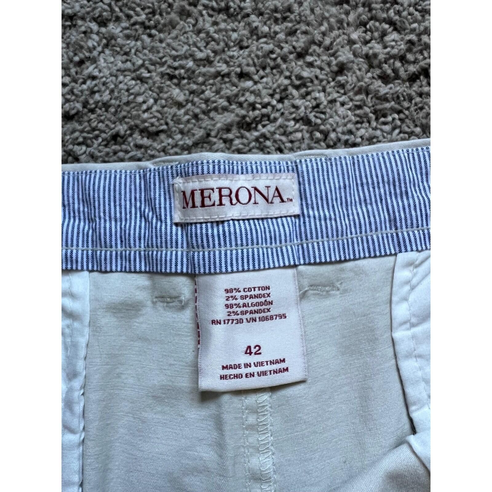 Merona Merona Mens Flat Front Chino Shorts Stone White 42 NWT Size US 42 / EU 58 - 6 Thumbnail