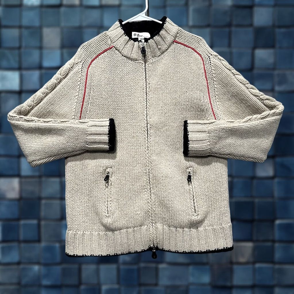 4SDESIGNS VTG Neve Designs Sweater Womens XL Beige Chunky-Knit Full Zip Wool Mock Neck - Pockets, Lined, Dry Clean Only, Hong Kong Vintage Size XL / US 12-14 / IT 48-50 - 1 Thumbnail
