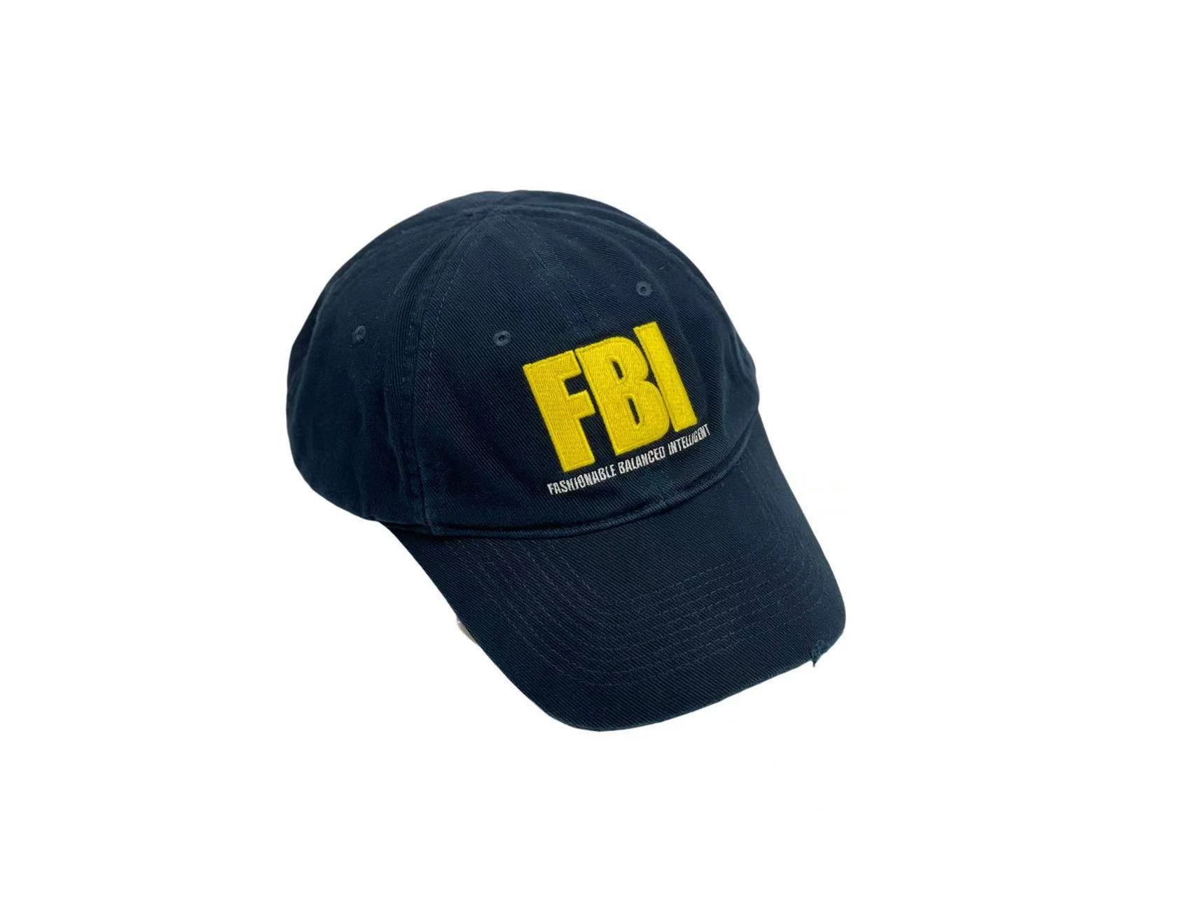 Balenciaga Balenciaga FBI Distressed Curved Brim Baseball Cap Size ONE SIZE - 1 Thumbnail