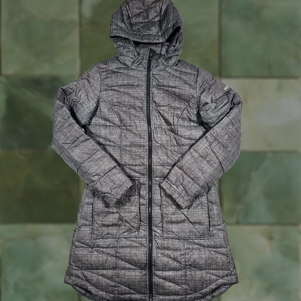 Vintage Columbia Coat Womens Medium Gray Omni-Shield Hooded Puffer Parka Long Size M / US 6-8 / IT 42-44 - 1 Thumbnail