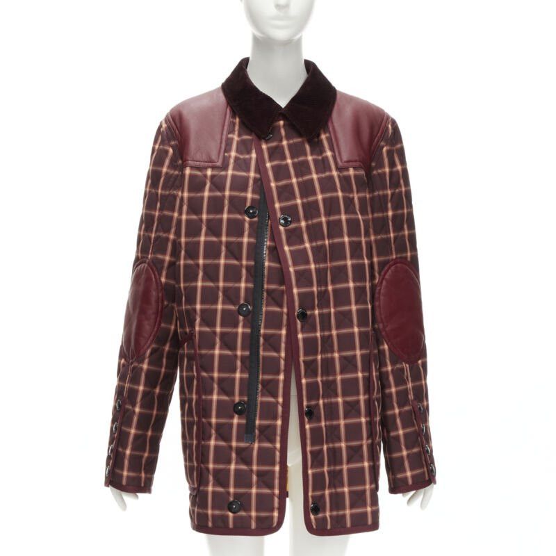 Burberry new BURBERRY RICCARDO TISCI Reversible Burgundy Check leather patch jacket XS Size US S / EU 44-46 / 1 - 1 Thumbnail