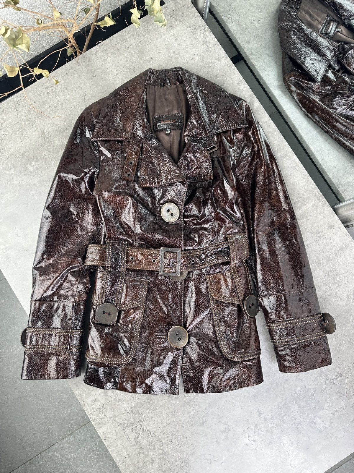 Japanese Brand Vintage Faux Patent Leather Jacket Size S / US 4 / IT 40 - 1 Thumbnail