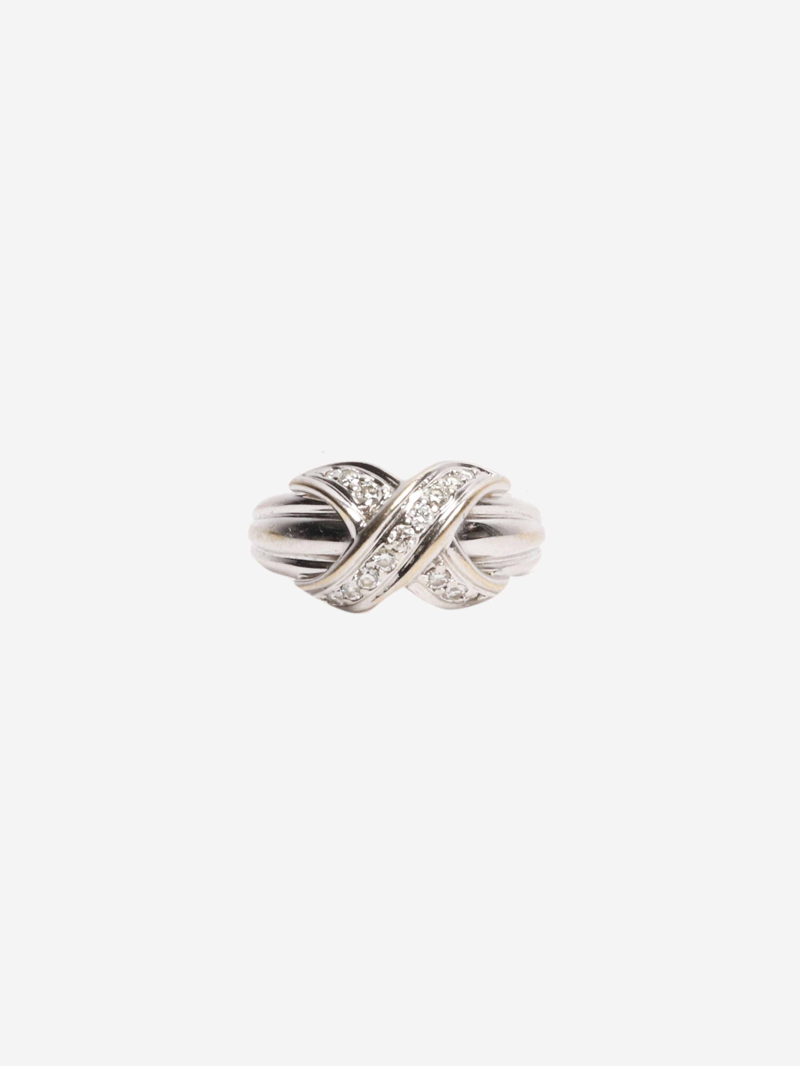 Tiffany & Co. 18k White Gold Schlumberger X ring Size ONE SIZE - 1 Thumbnail
