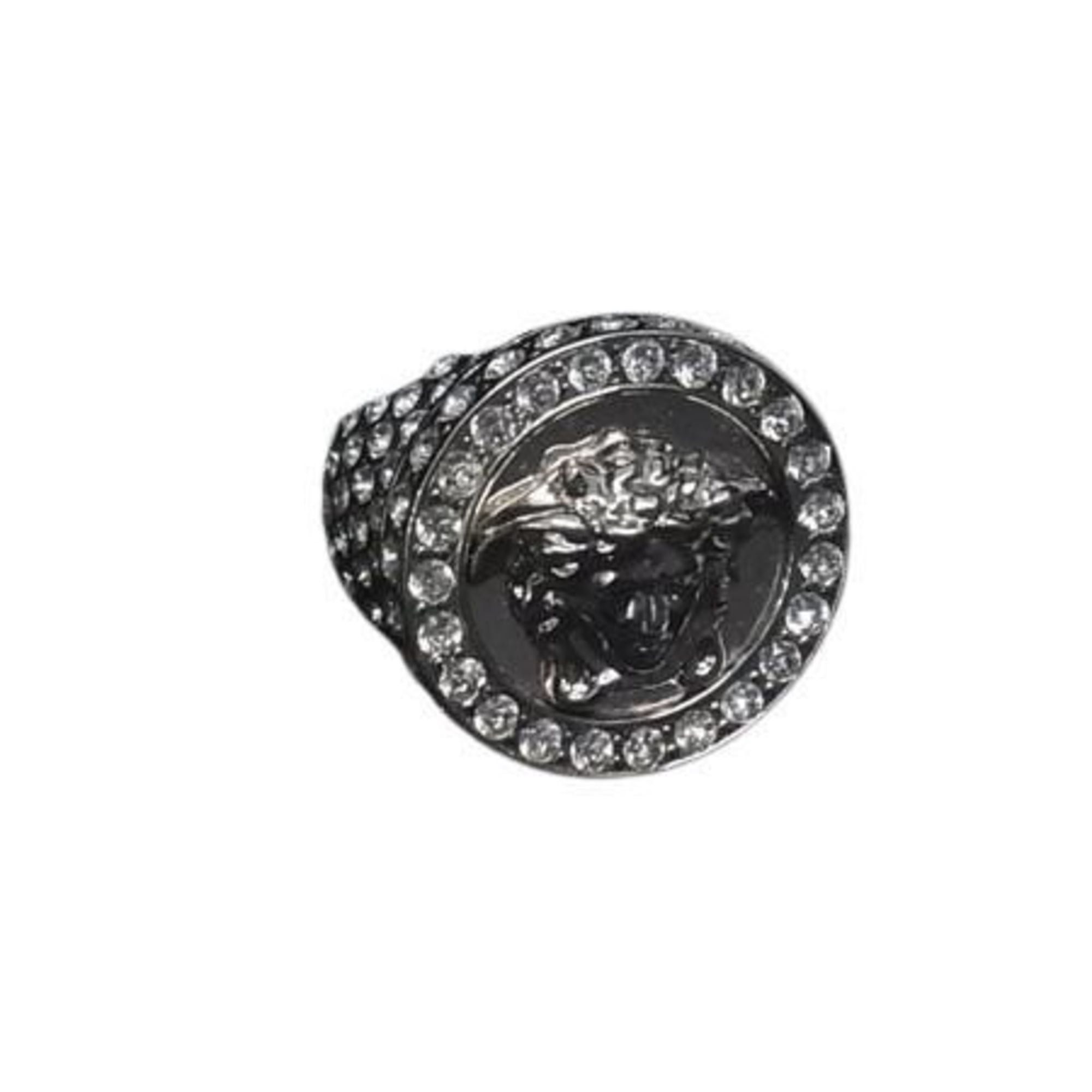 Versace VERSACE Medusa ring in silver metal with rhinestones for men and women Size ONE SIZE - 1 Thumbnail