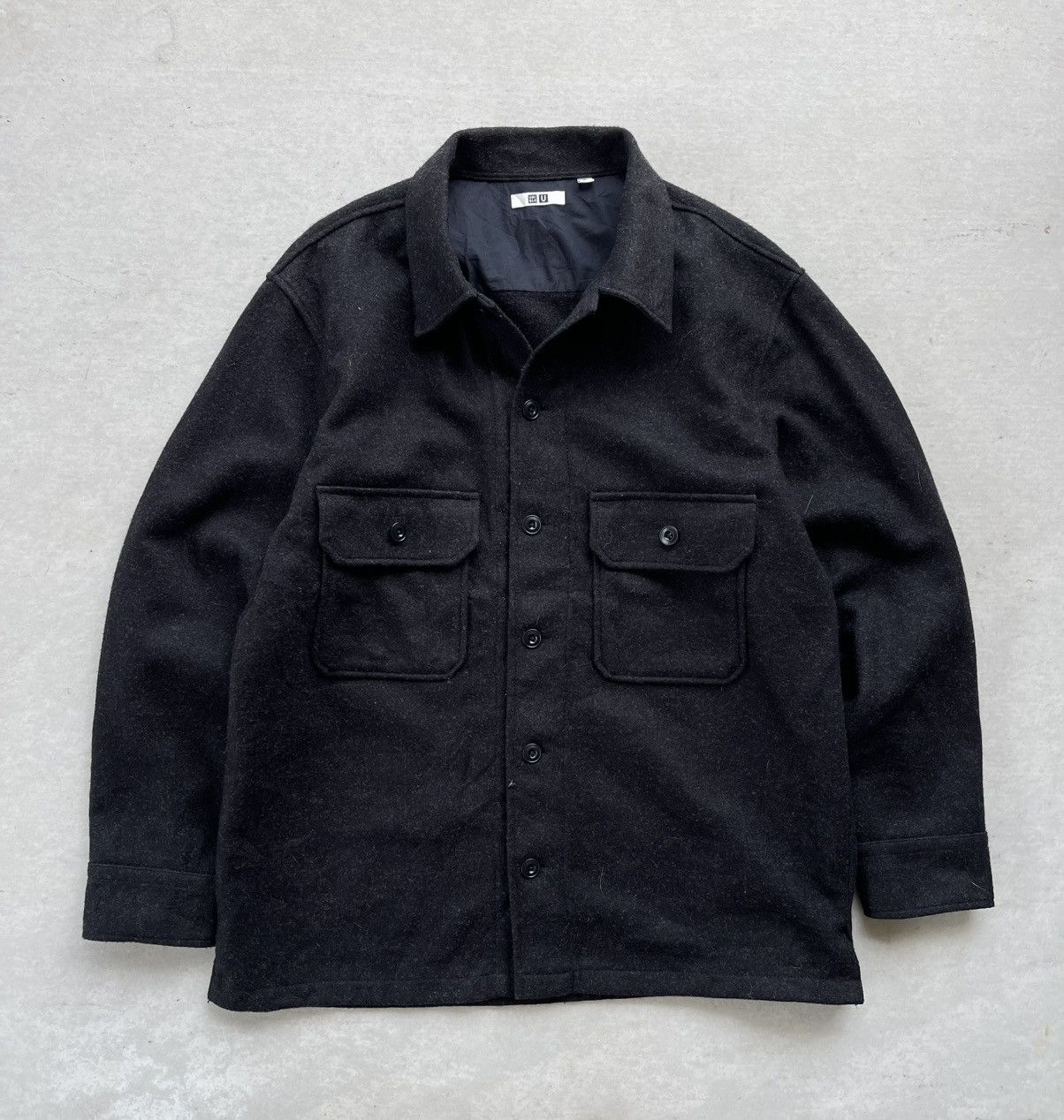 Lemaire × Uniqlo UNIQLO U LEMAIRE BLACK WOOL-BLEND WORKSHIRT/JACKET Size US XL / EU 56 / 4 - 2 Thumbnail
