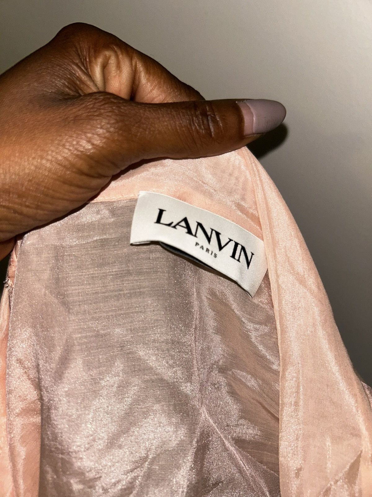 Lanvin LANVIN Sheer 3/4 sleeve billowy blouse drawstring tie detail Size XL / US 12-14 / IT 48-50 - 3 Thumbnail