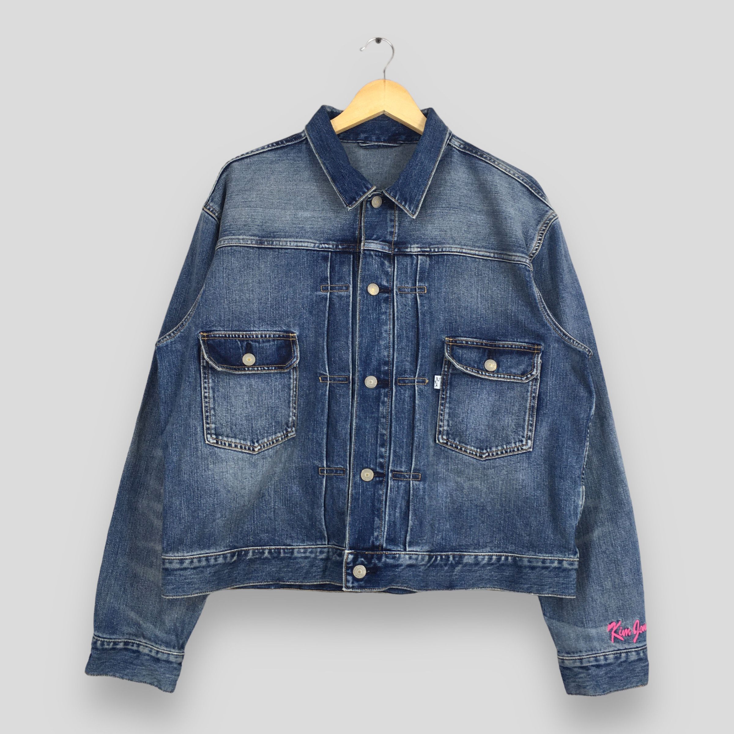 image of Gu Japan Edge Of The Looking Glass Denim Jacket in Blue, Men's (Size XL)