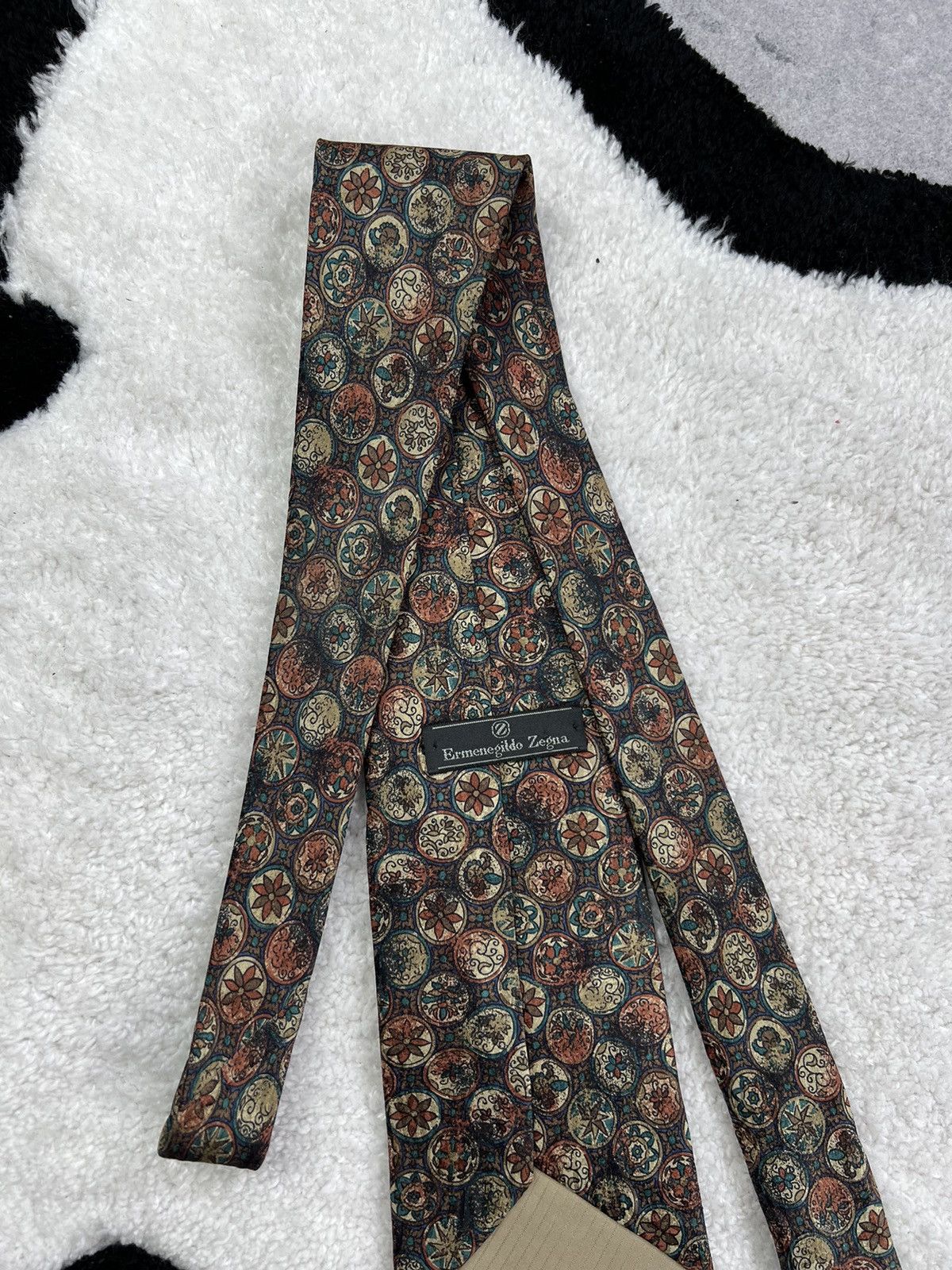 Ermenegildo Zegna Vintage Ermenegildo Zegna Silk Geometric Brown Luxury Tie Size ONE SIZE - 11 Thumbnail