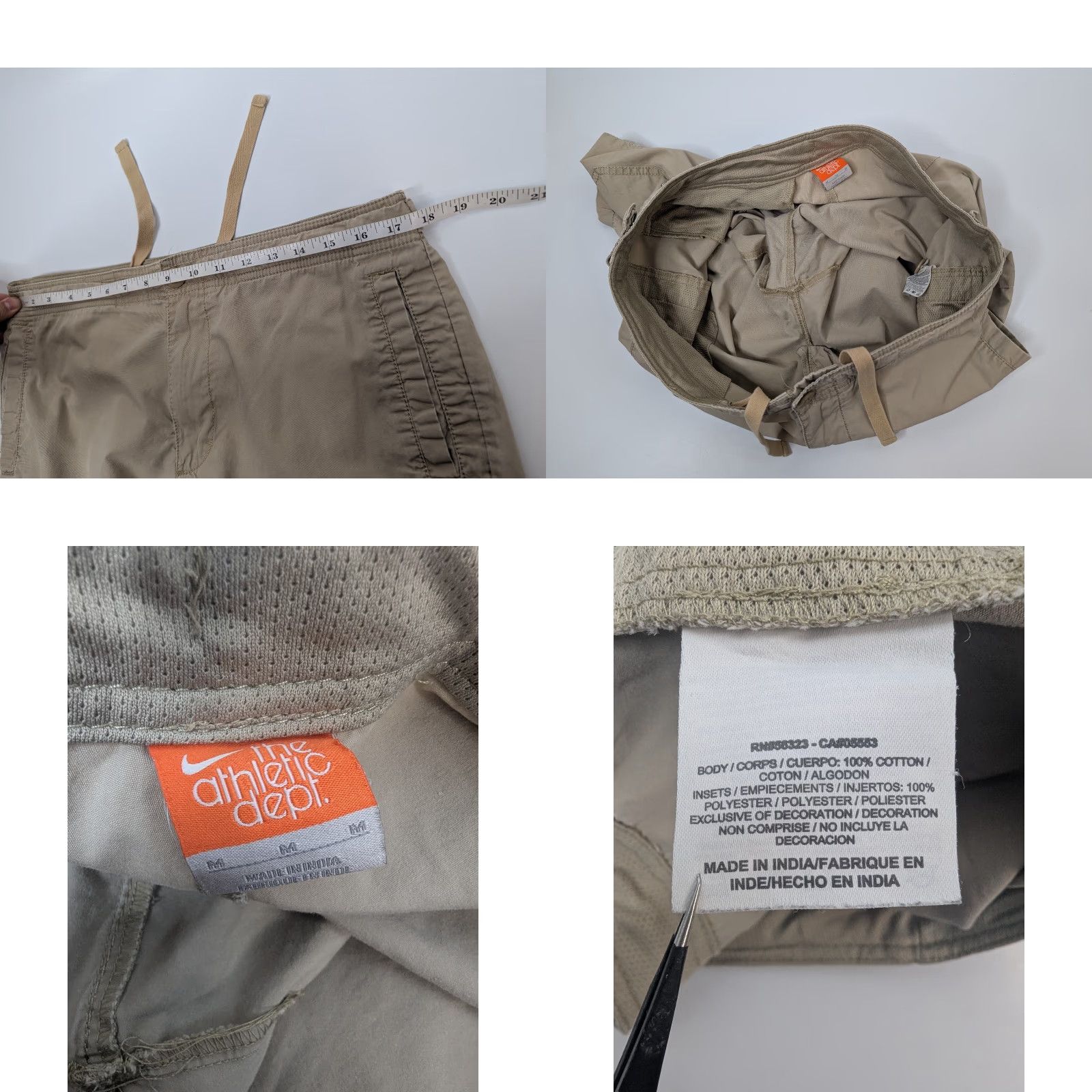 Nike Nike Cargo Shorts Shirt Men Medium Tan Outdoor Twill Cotton Drawstring Pockets Cargo Outdoor Nike Mens M Tan Summer - Size US 31 - 8 Thumbnail