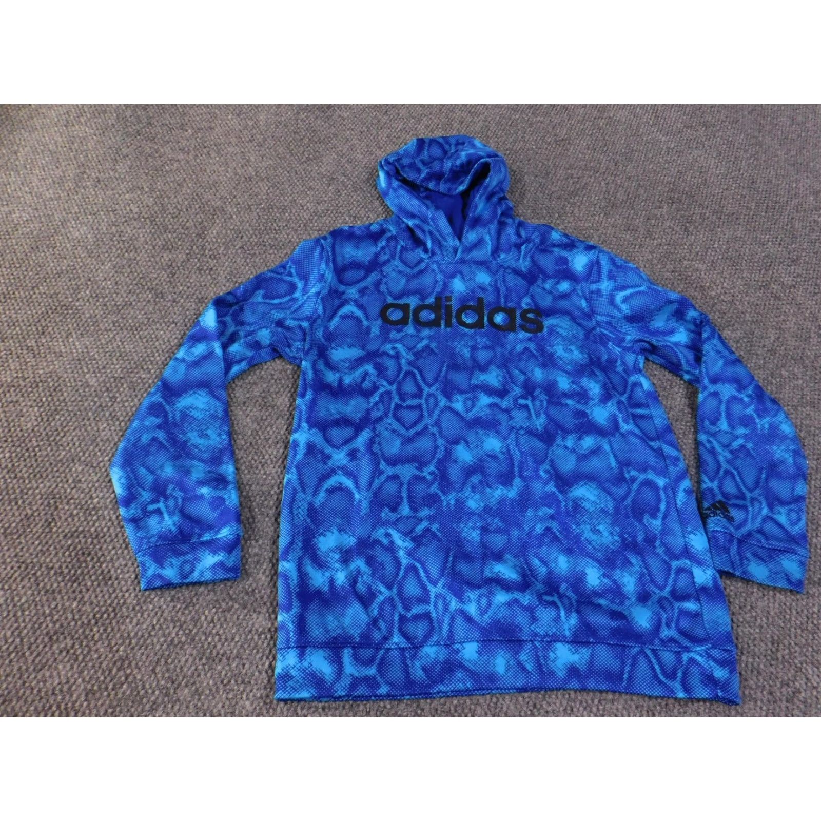 Adidas Adidas Hoodie Mens XL Blue Black Snake Print Pullover Athletic Logo Spell Out Size US XL / EU 56 / 4 - 4 Thumbnail