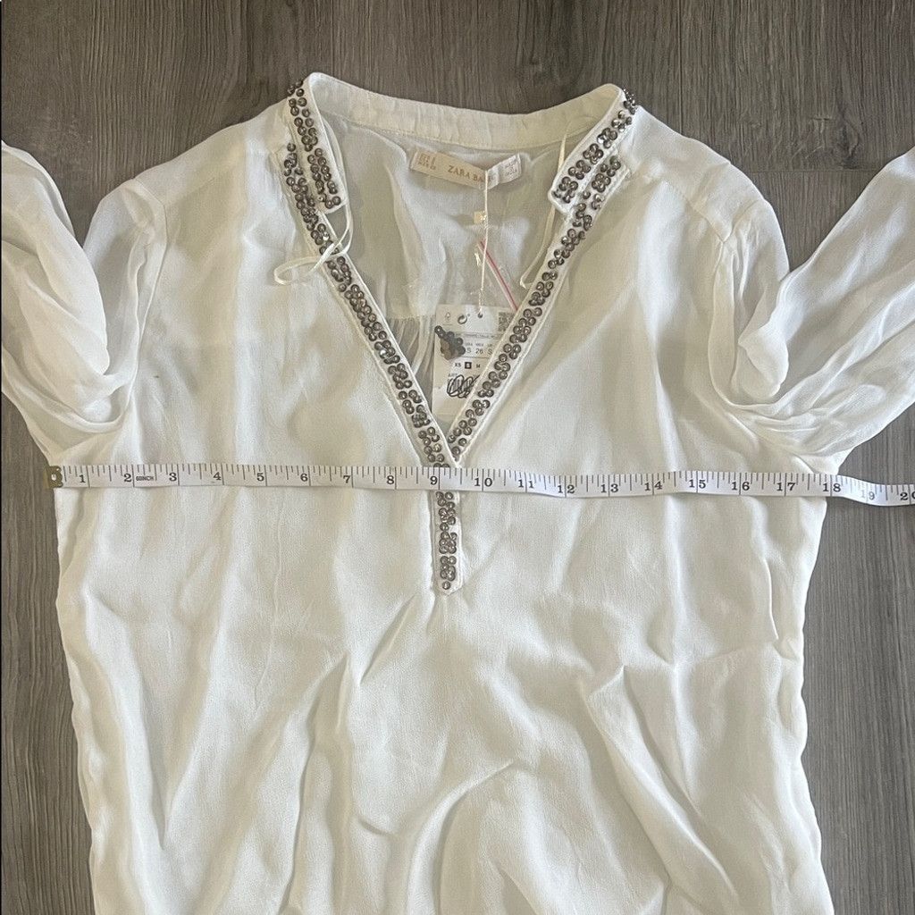 Zara Zara white special edition Blouse with Embellished Trim Size S / US 4 / IT 40 - 10 Thumbnail