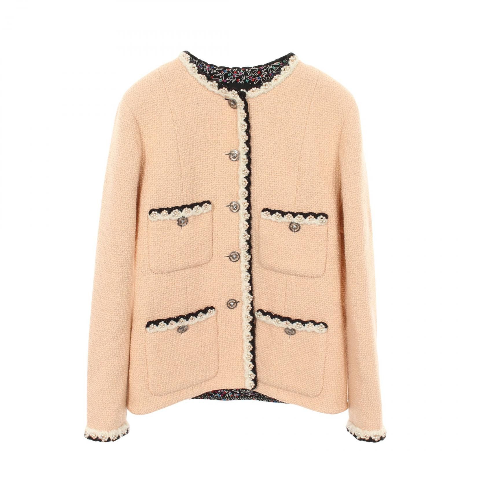 Chanel Chanel Chanel Wool Collarless Jacket Textile Outerwear P77700V69436 DUTY FREE for USA Size ONE SIZE - 1 Thumbnail