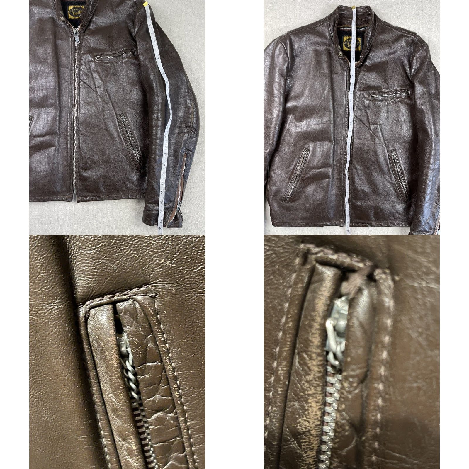 Vintage VINTAGE Leather Motorcycle Jacket Cafe Racer Coat Sz 42 Brown Lined Men USA Cafe Racer Motorcycle Jacket 90s Mens Size US XS / EU 42 / 0 - 8 Thumbnail