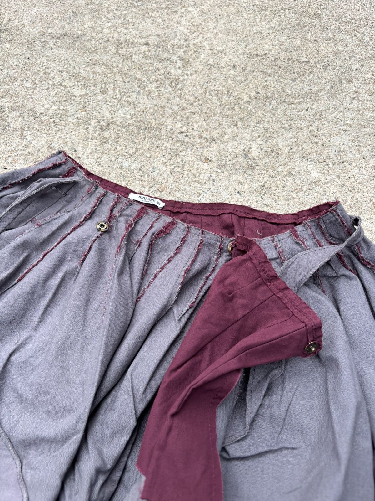 Miu Miu Vintage Miu Miu by Prada Dual Toned Distressed Wrap Skirt Size 26" / US 2 / IT 38 - 5 Thumbnail