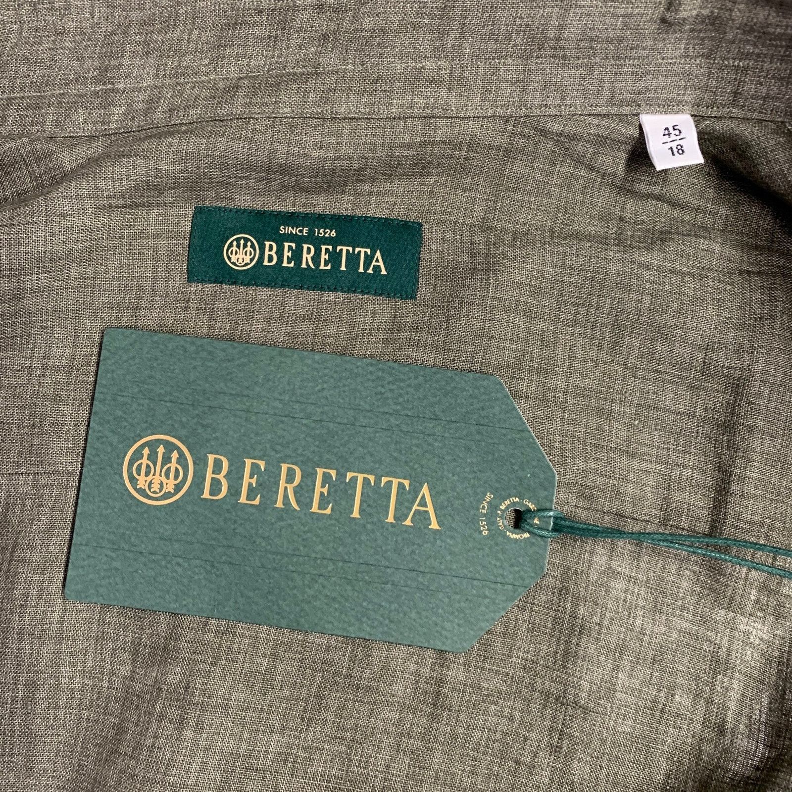 Beretta BERETTA Green Olive Two Pockets Snaps Long Sleeve Shirt Size US XXL / EU 58 / 5 - 4 Thumbnail