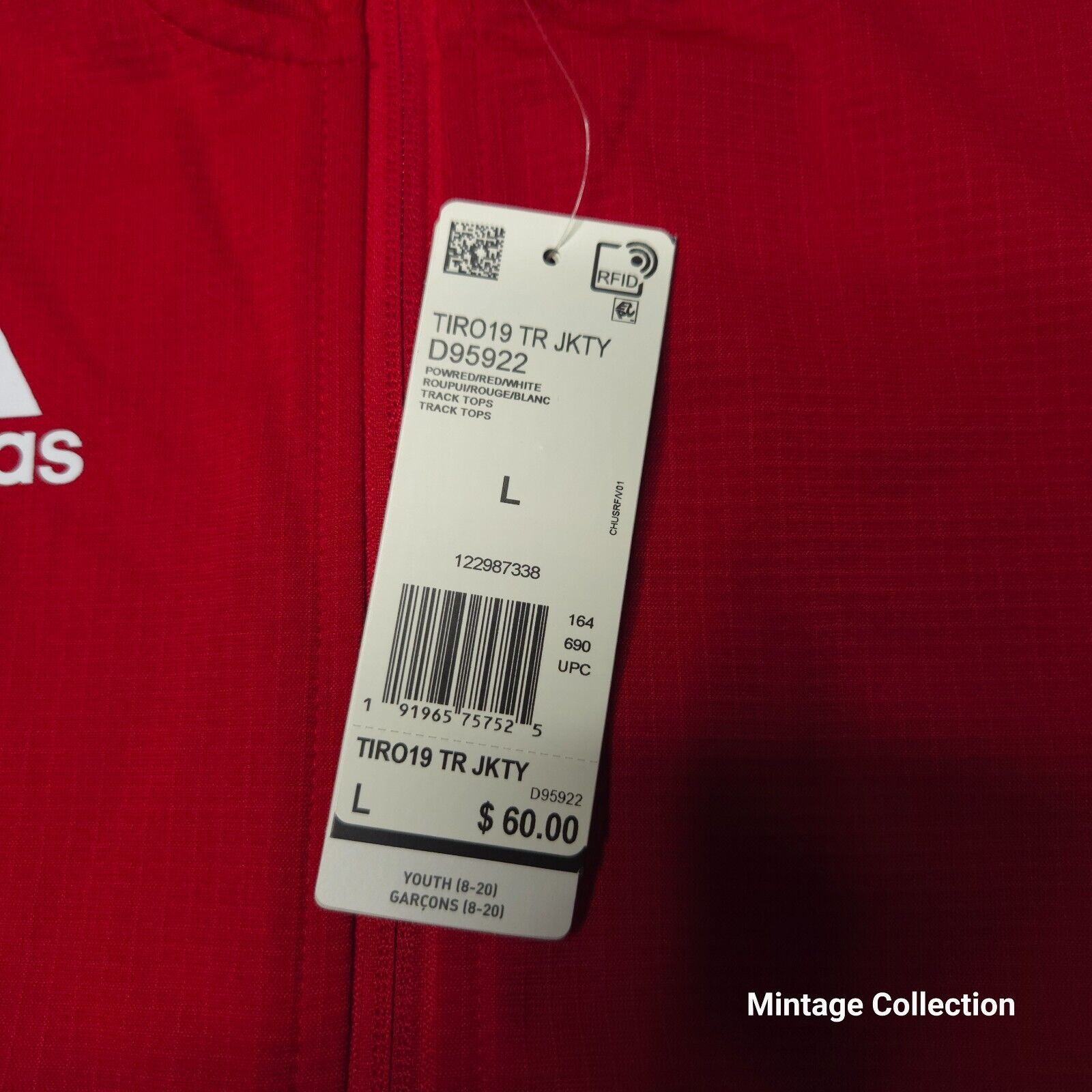Adidas NEW ADIDAS YOUTH BOYS SIZE L RED TIRO 19 SOCCER TRACK JACKET Size US L / EU 52-54 / 3 - 6 Thumbnail