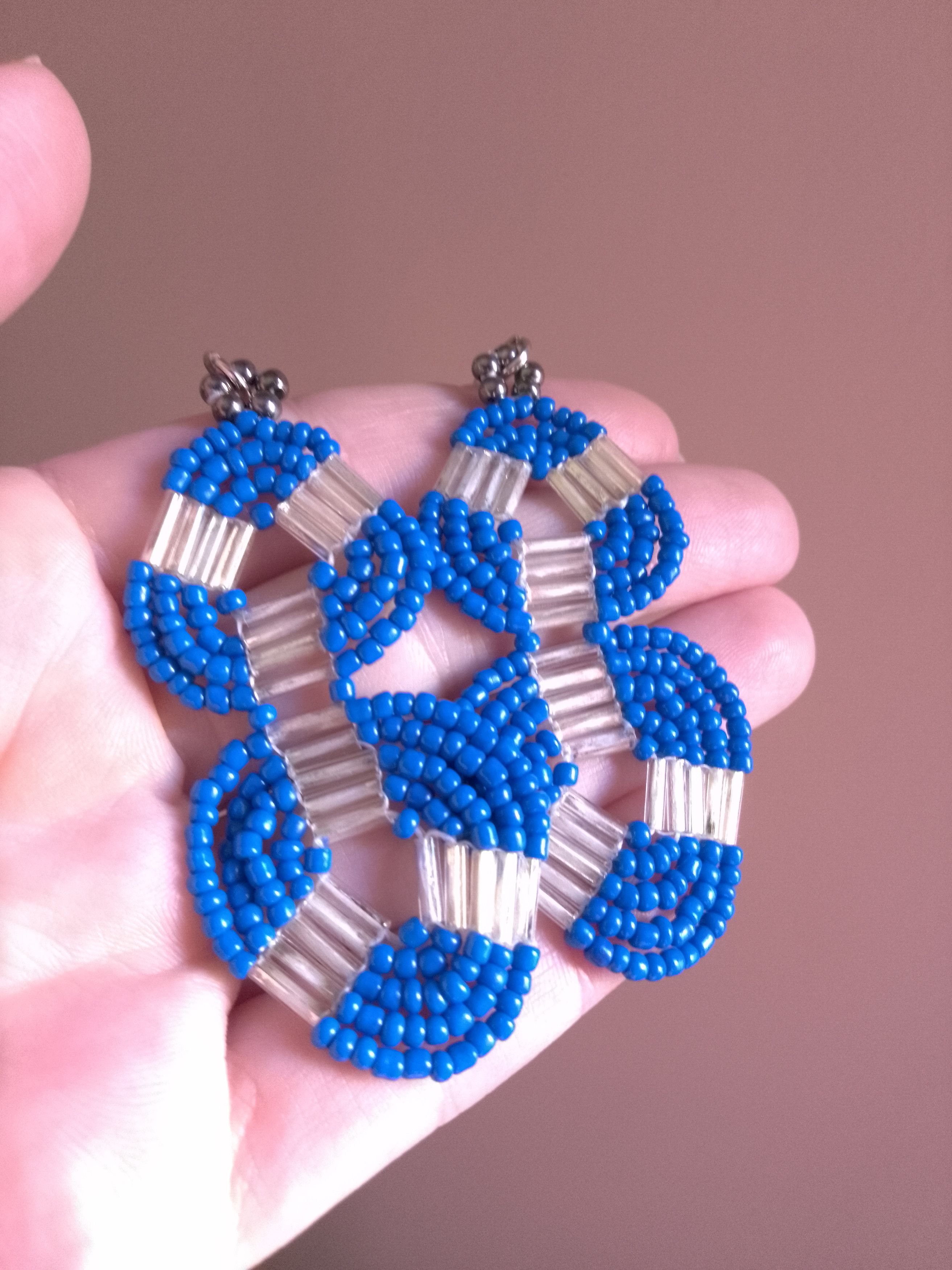 Handmade Necklace Pendant. Beaded fish+earrings. Blue Size ONE SIZE - 4 Thumbnail