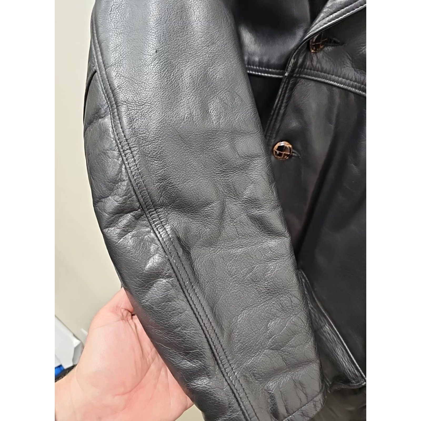 Schott VINTAGE Schott NYC 46 Black Leather Car Coat Jacket Men’s Long Overcoat Casual Formal Size US S / EU 44-46 / 1 - 7 Thumbnail