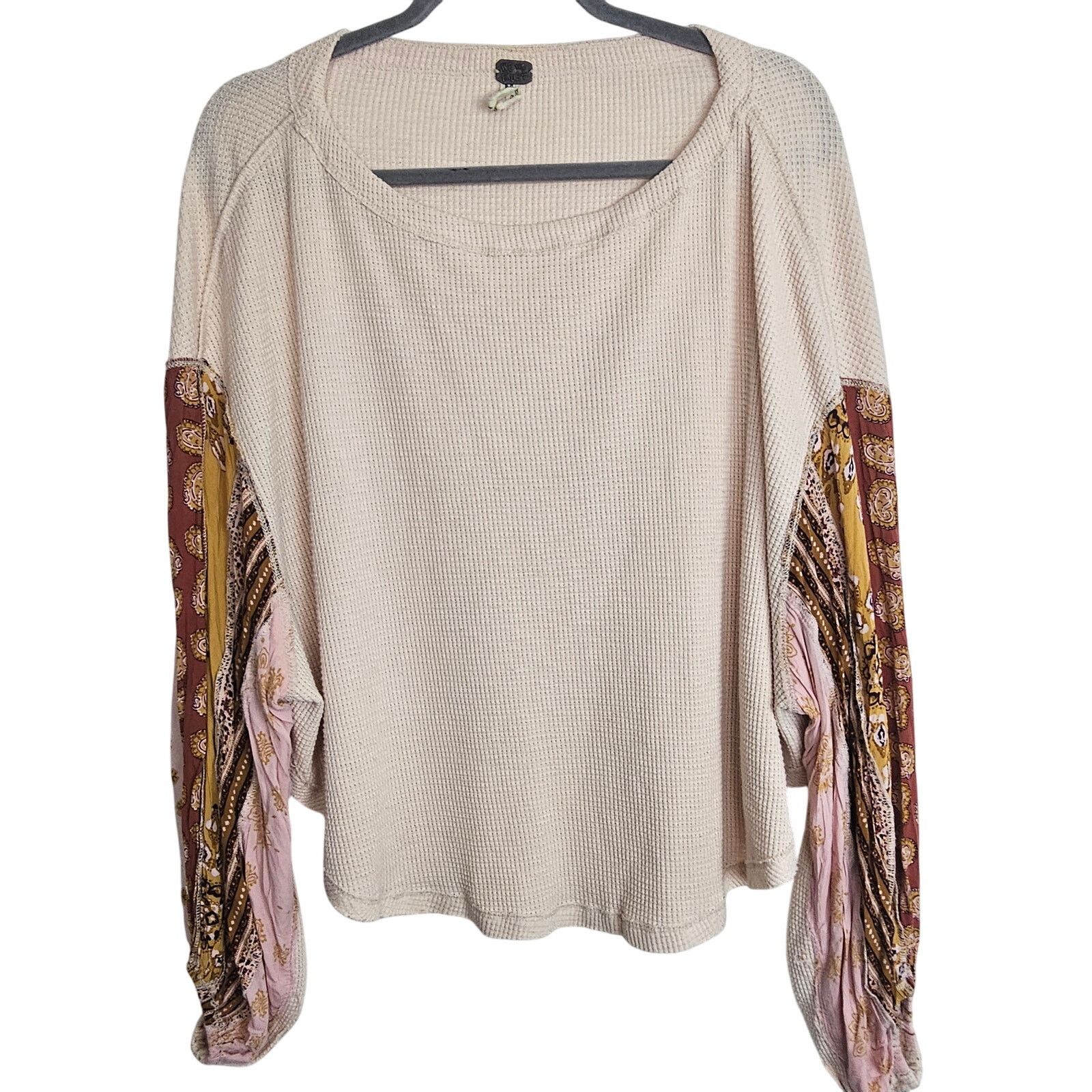 Free People Free People Blossom Printed Balloon Sleeve Thermal Sweater Size M / US 6-8 / IT 42-44 - 2 Thumbnail