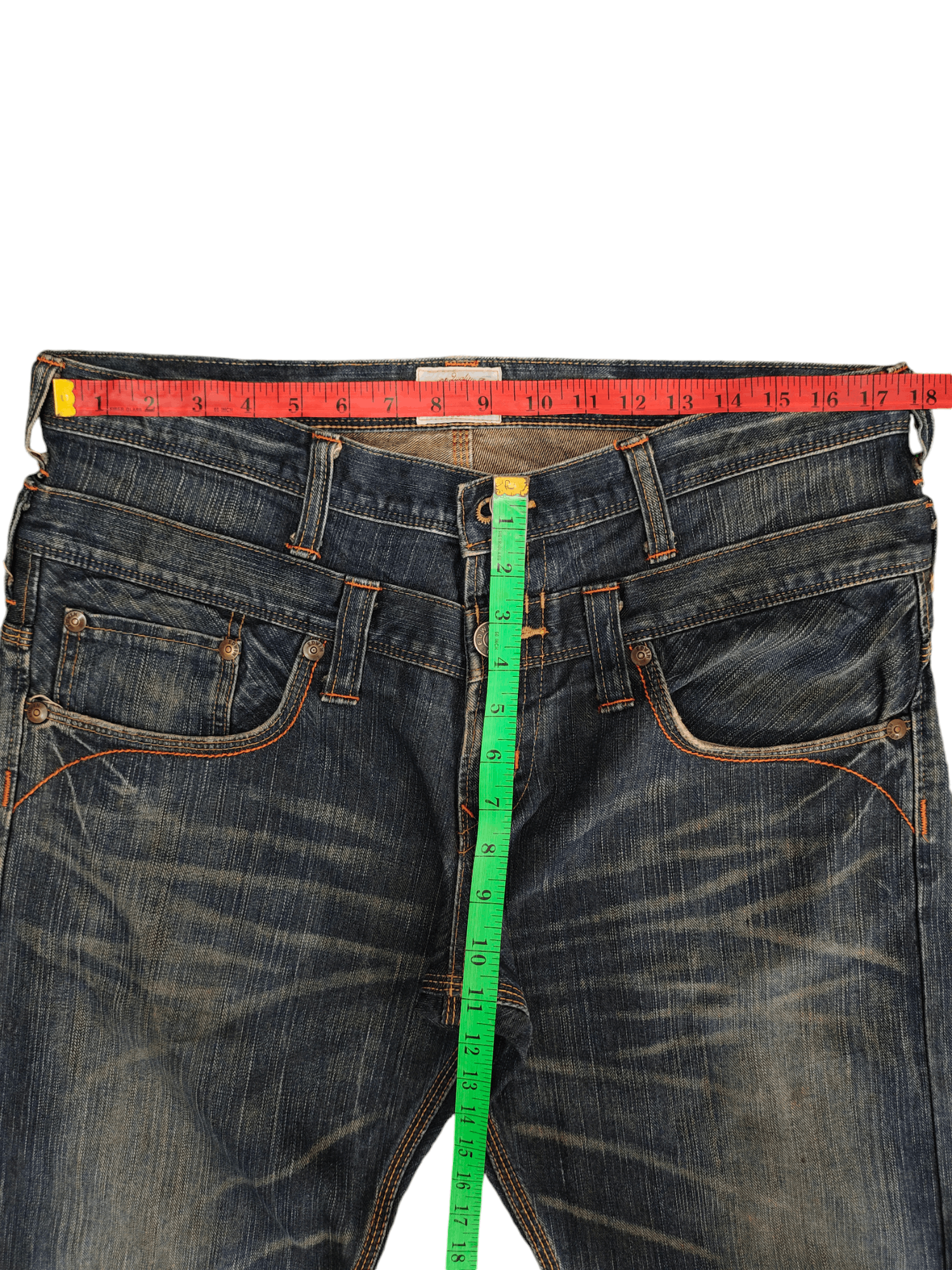 Comme des Garcons × Undercover Vintage Y2k Edwin Xv Double Waist Clawmark Denim Jeans Size US 35 - 8 Thumbnail