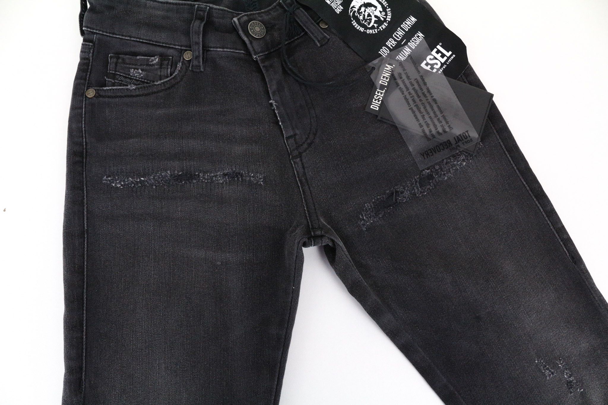 Diesel SLANDY 069GI W23/L32 Grey Stretch Distress Jeans 69899 Size 23" - 4 Thumbnail