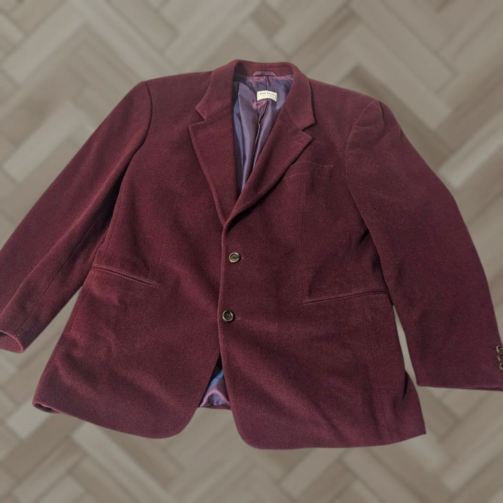 Hugo Boss VINTAGE Hugo Boss Blazer Mens 44R Burgundy Cashmere Wool Blend Two-Button Sport Coat Size 44R - 1 Thumbnail