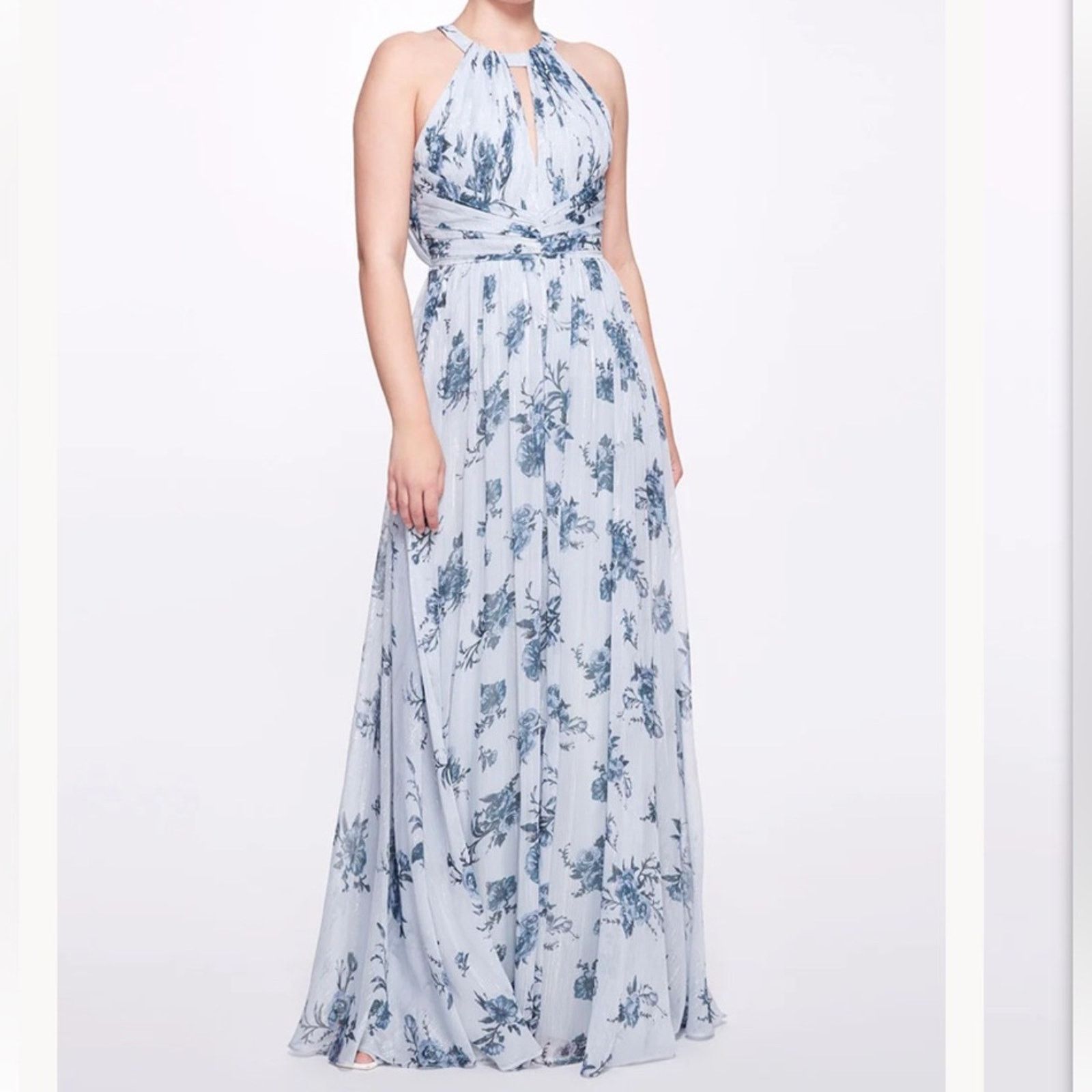 Marchesa Marchesa Notte $395 Carrara Blue Bridesmaid Floral Gown 6 Size M / US 6-8 / IT 42-44 - 9 Thumbnail
