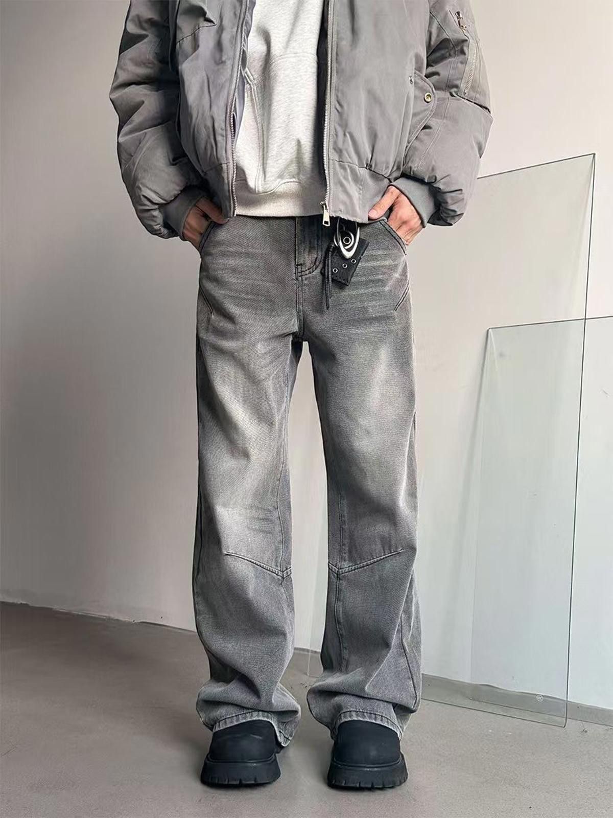 Other Whiskered Distressed Vintage Gray Wide-Leg Jeans Size US 30 / EU 46 - 1 Thumbnail