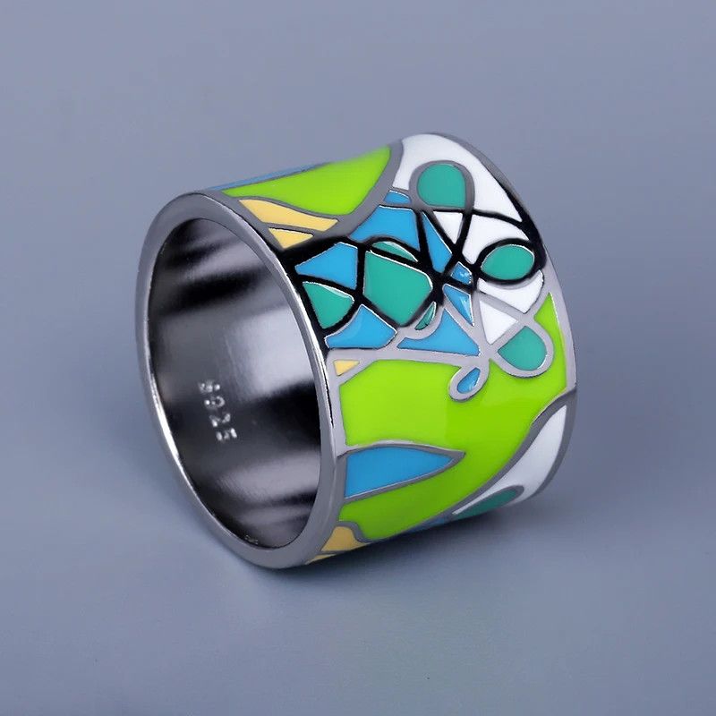 Jewelry Green Epoxy Leaf Shape Ring Size ONE SIZE - 1 Thumbnail
