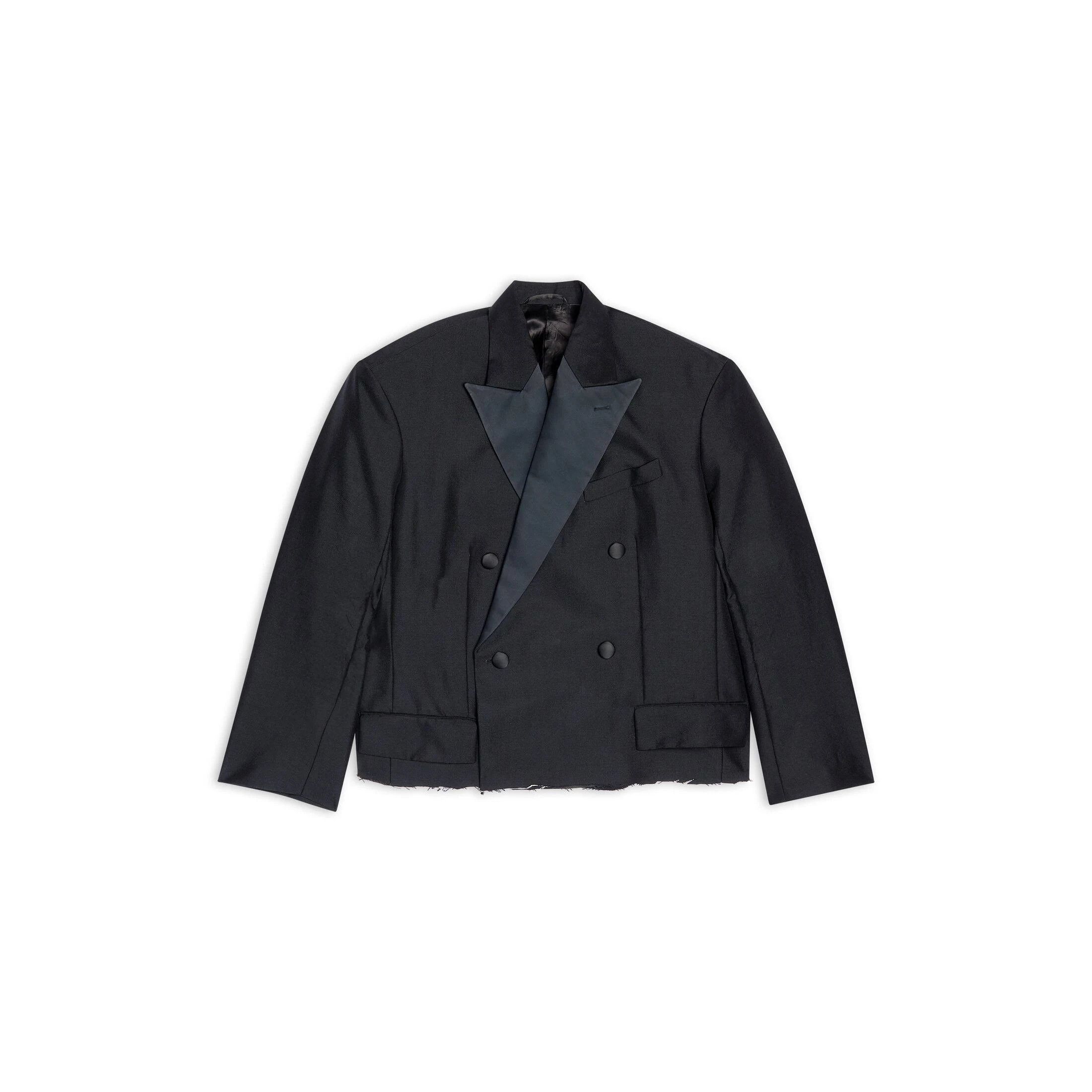 Balenciaga o1in1g1024 Dup / Cropped Tuxedo Blazer in Black Size XS / US 0-2 / IT 36-38 - 1 Thumbnail