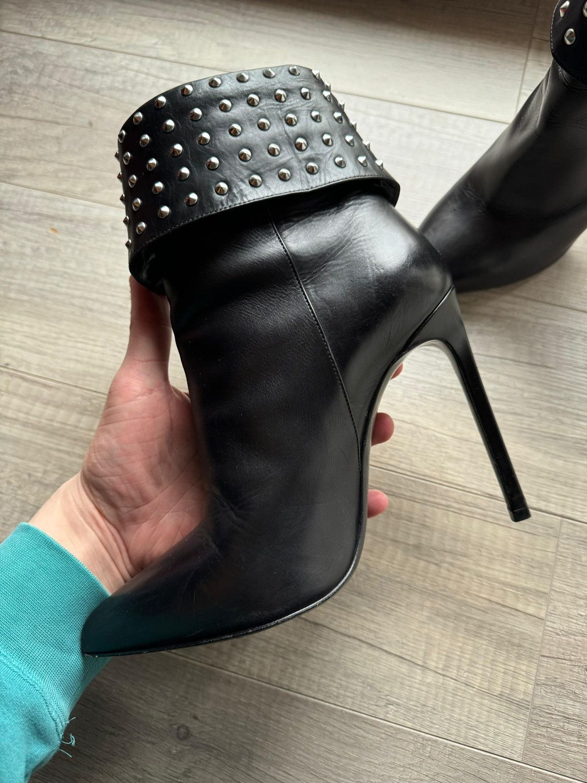 Saint Laurent Paris × Yves Saint Laurent Saint Laurent Studded High Heel Rock Boots Size US 8 / IT 38 - 6 Thumbnail